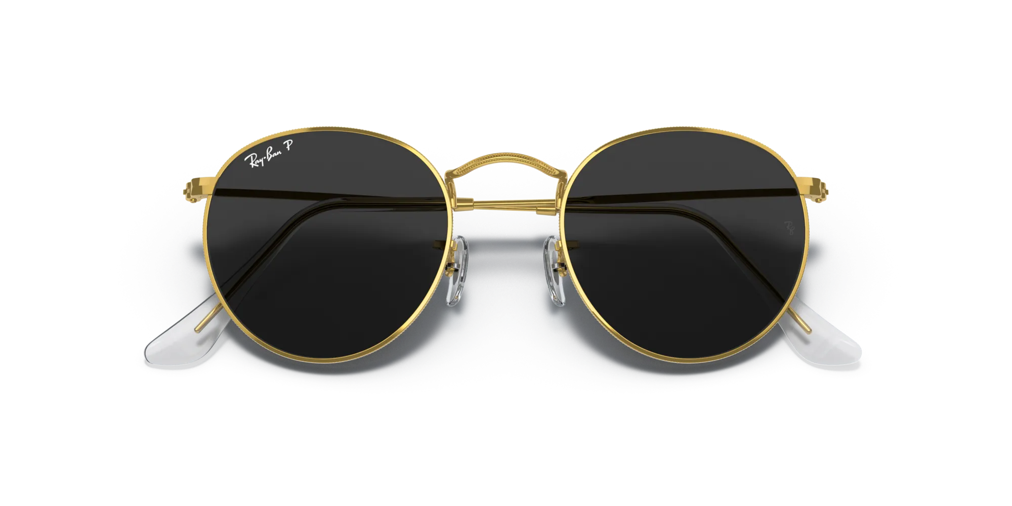 Ray - Ban RB3447 ROUND METAL 919648 Occhiali da sole Metallo Oro Nero Rotonda Polarizzata - immagine 2