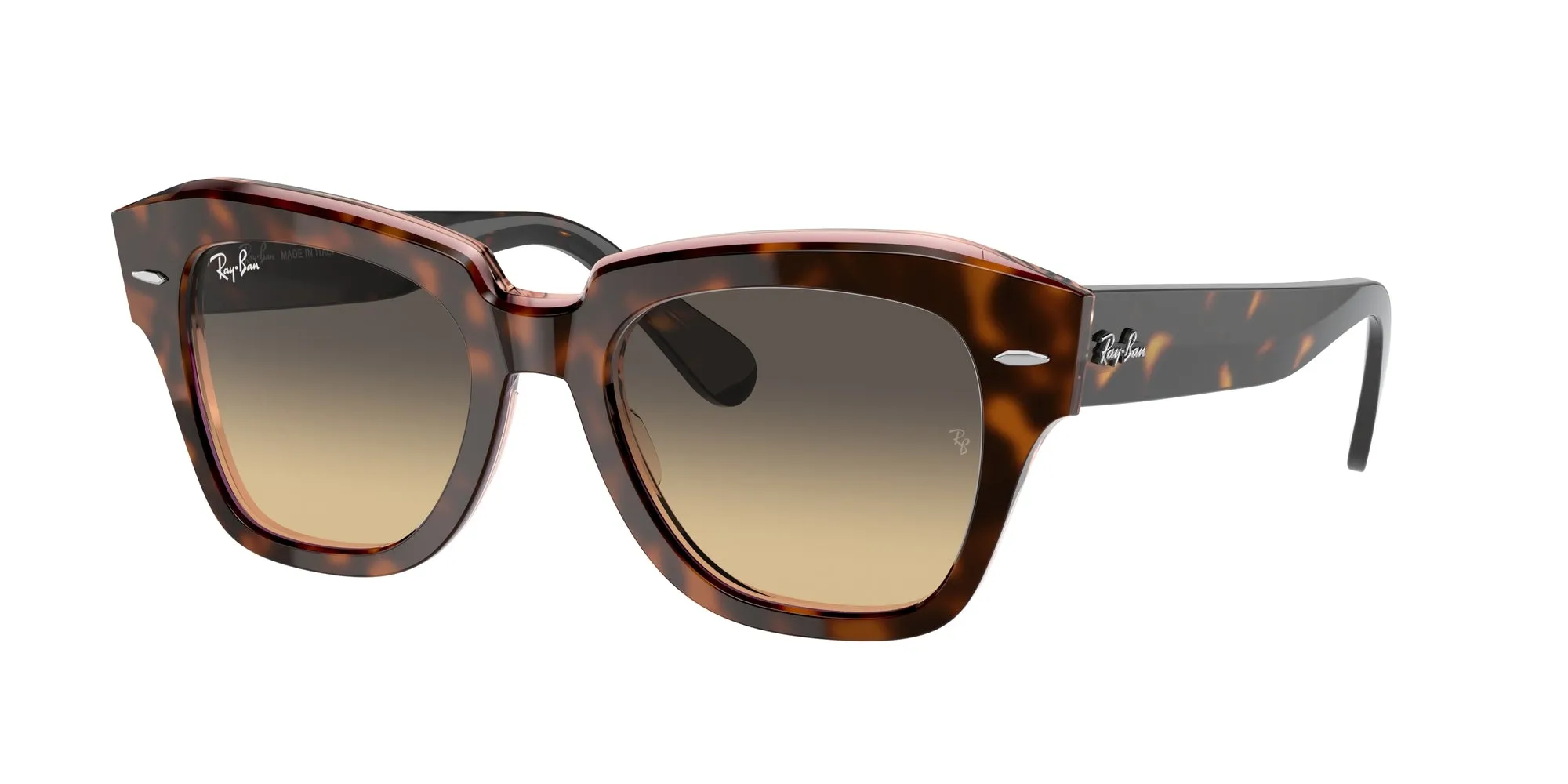 Ray - Ban RB2186 STATE STREET 1324BG Occhiali da sole Acetato Marrone Marrone Squadrata Normale Sfumato - immagine 1