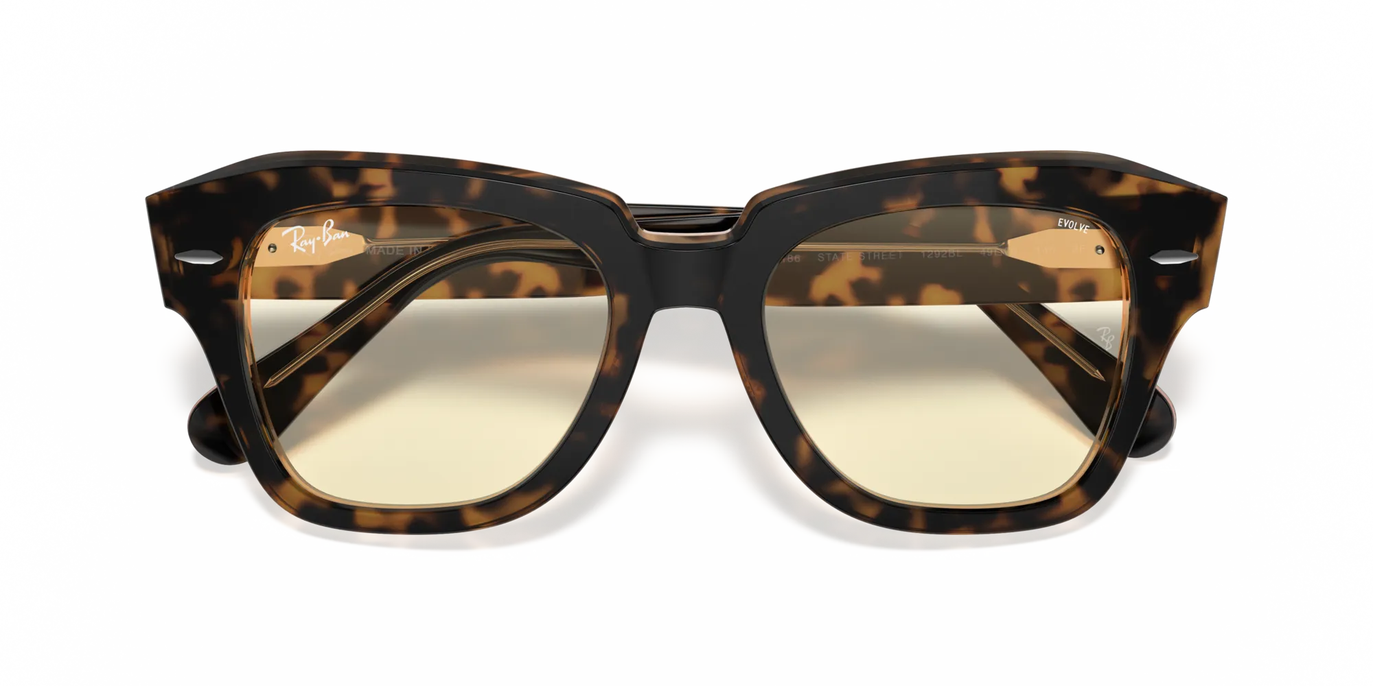 Ray - Ban RB2186 STATE STREET 1292BL Occhiali da sole Acetato Oro Trasparente Squadrata Fotocromatiche - immagine 2