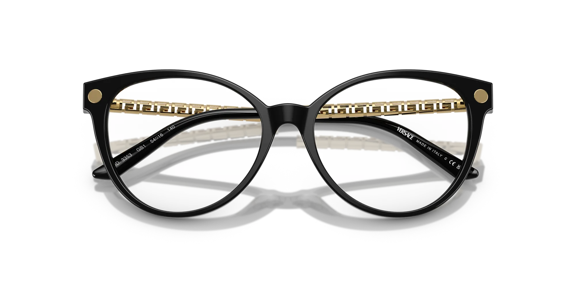 Versace VE3353 GB1 Montature da vista Acetato Nero Trasparente Cat Eye Normale - immagine 2