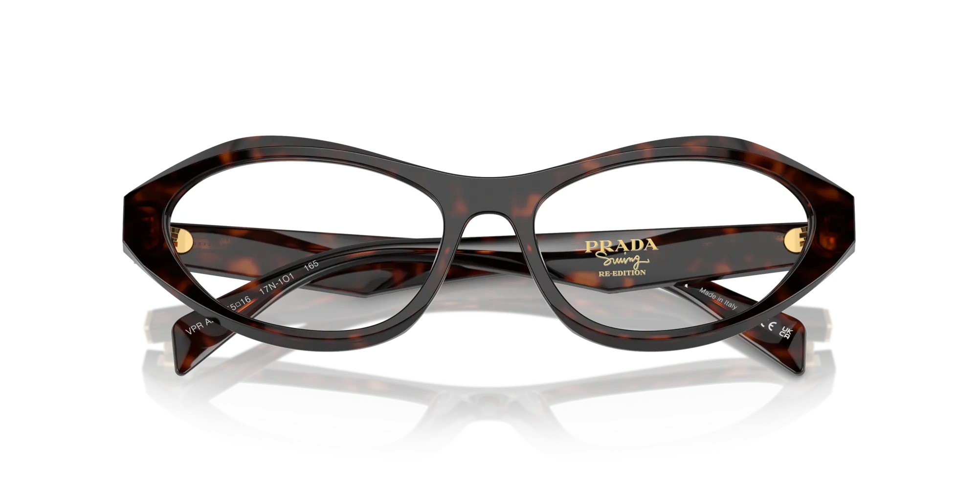 Prada PR A21V 17N1O1 Montature da vista Acetato Tartaruga Geometrica Normale - immagine 2