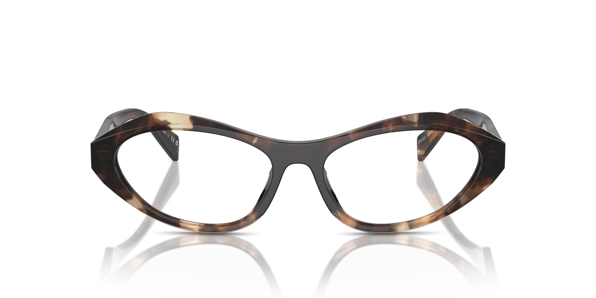Prada PR A21V 14P1O1 Montature da vista Acetato Tartaruga Trasparente Geometrica Normale - immagine 3
