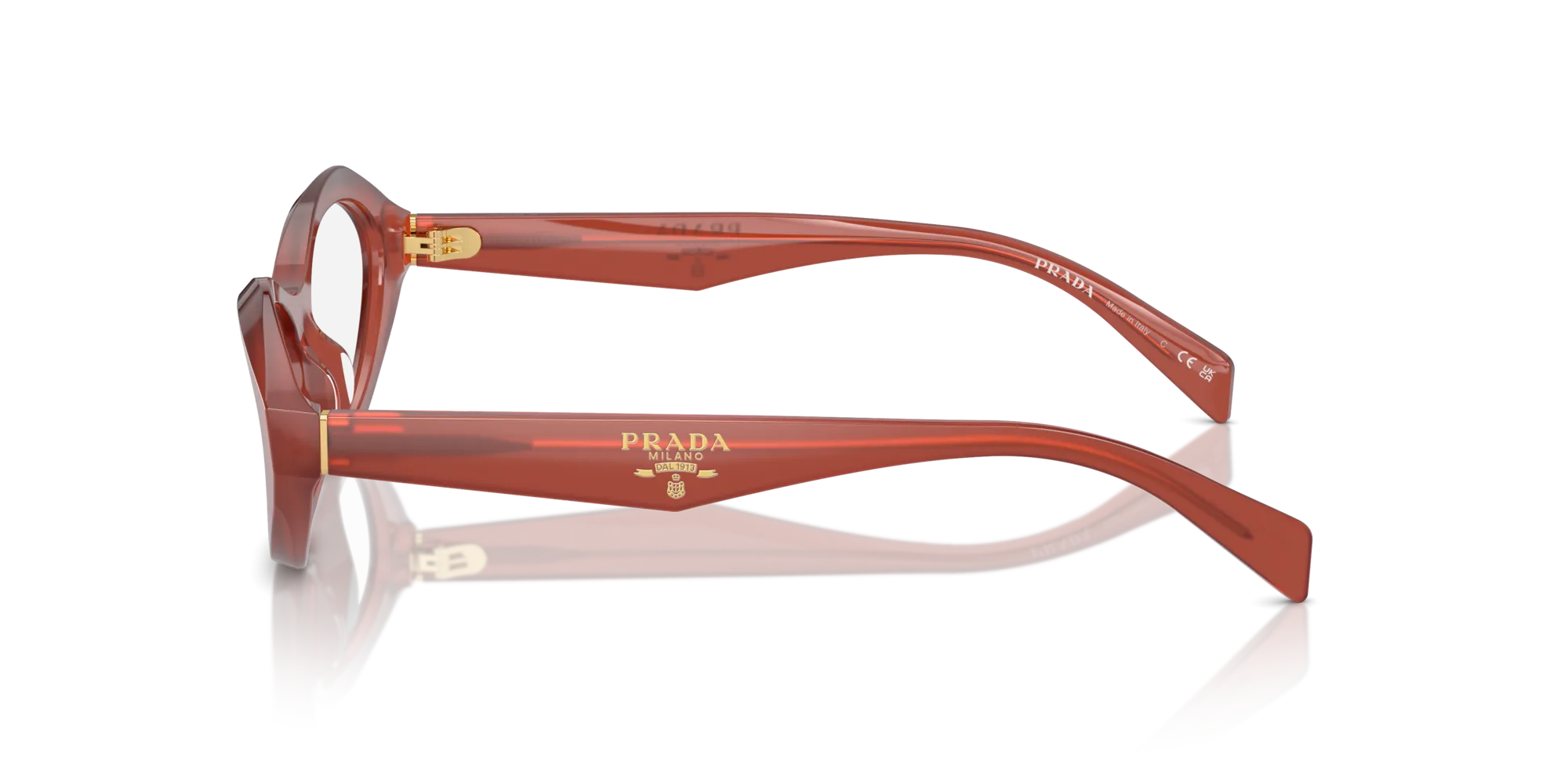 Prada PR A21V 13V1O1 Montature da vista Acetato Rosso Geometrica Normale - immagine 4