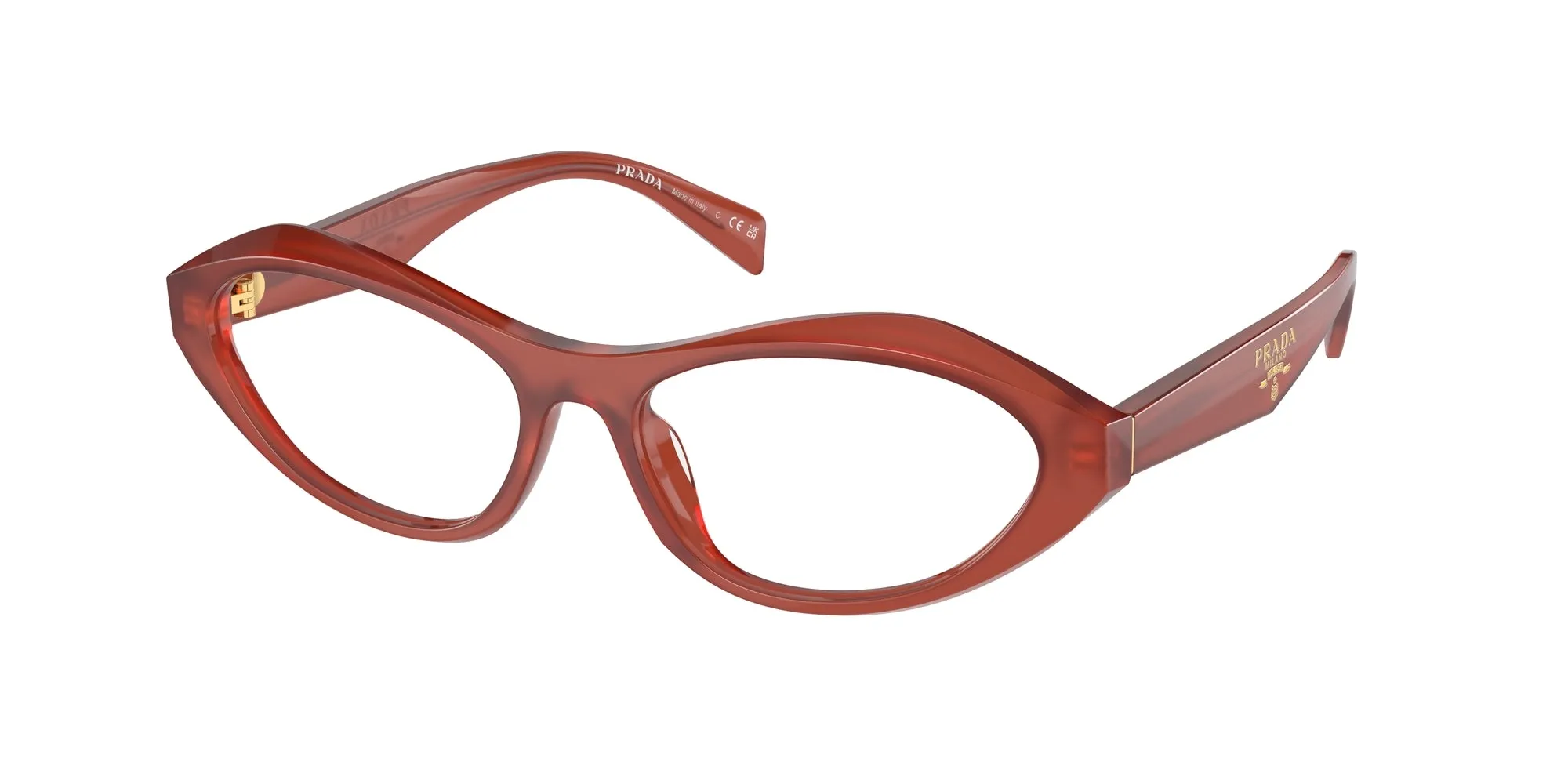 Prada PR A21V 13V1O1 Montature da vista Acetato Rosso Trasparente Geometrica Normale - immagine 1