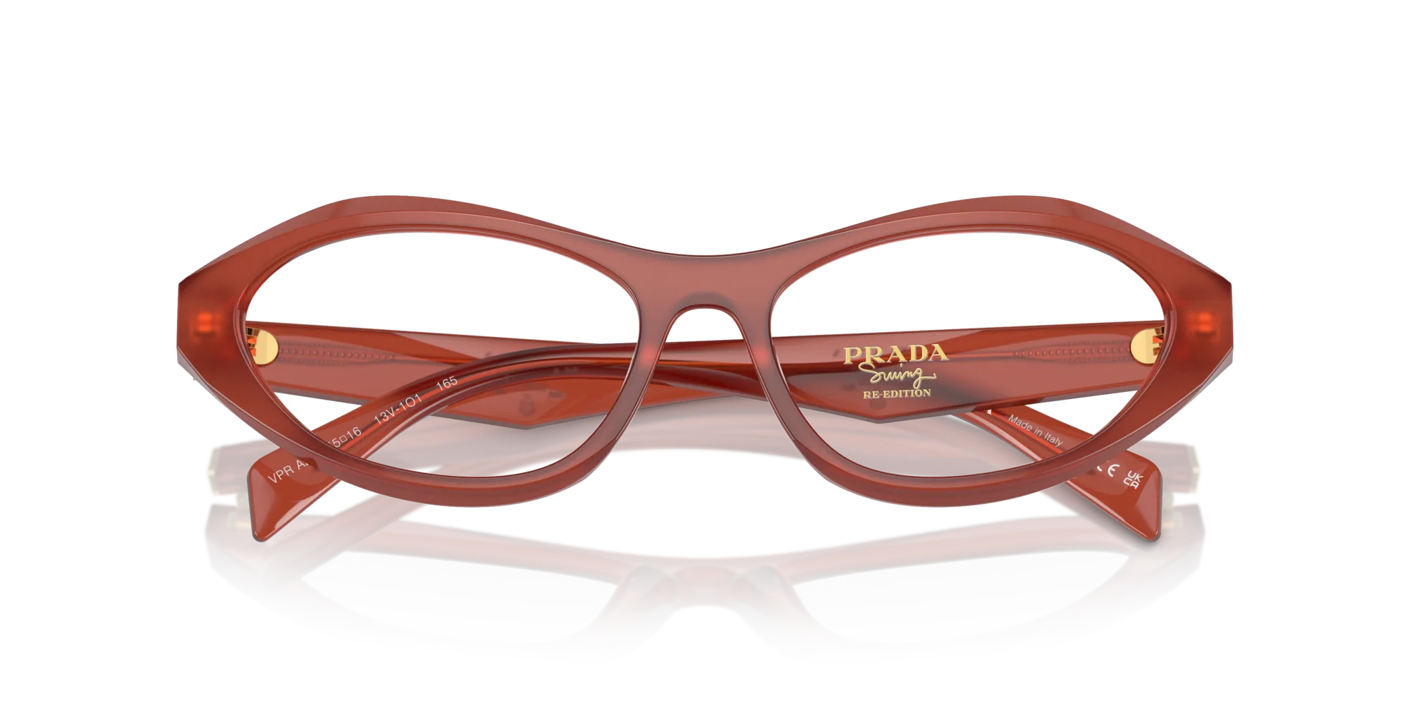 Prada PR A21V 13V1O1 Montature da vista Acetato Rosso Trasparente Geometrica Normale - immagine 2