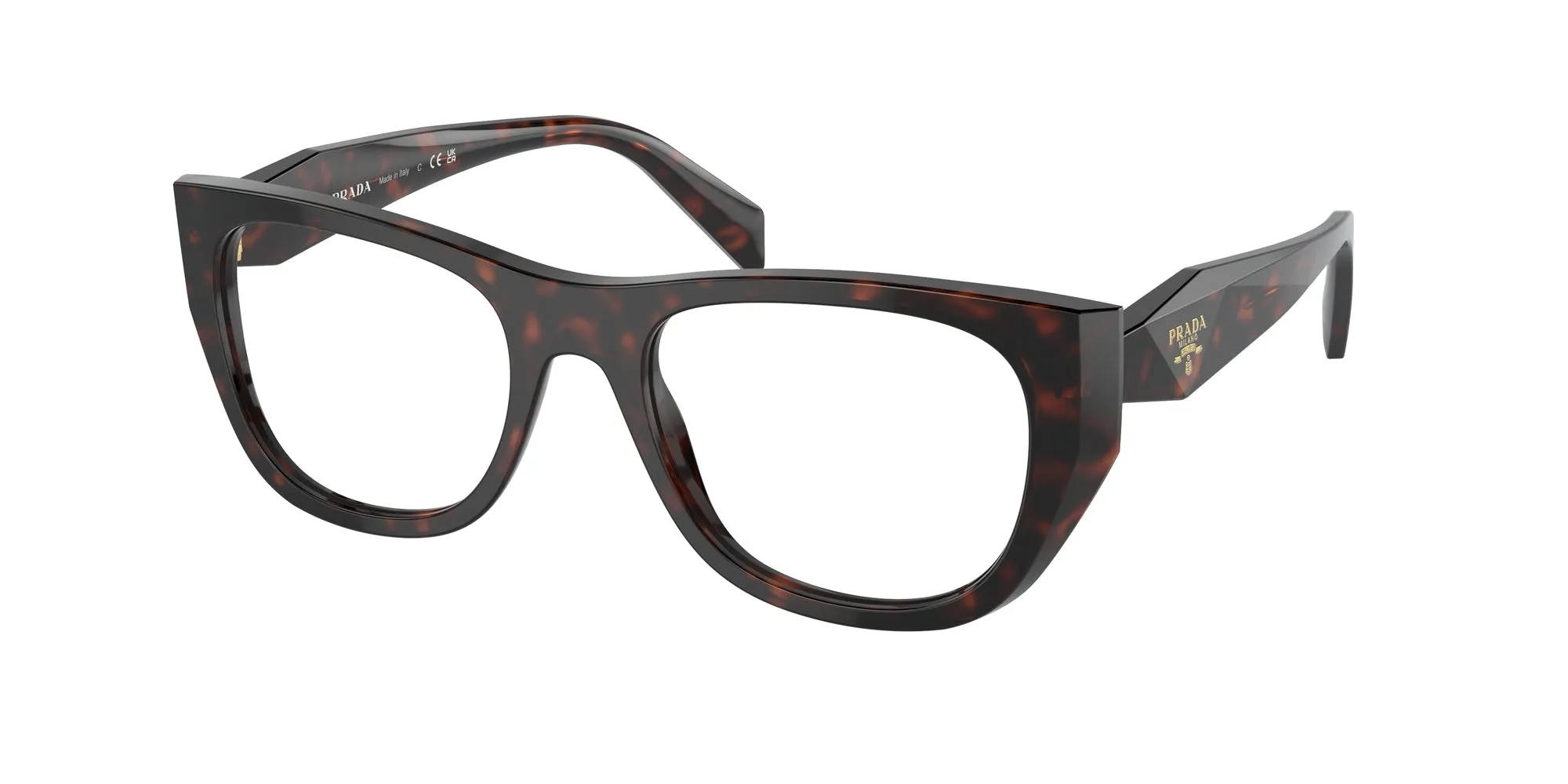 Prada PR A18V 17N1O1 Montature da vista Acetato Tartaruga Geometrica Normale - immagine 1