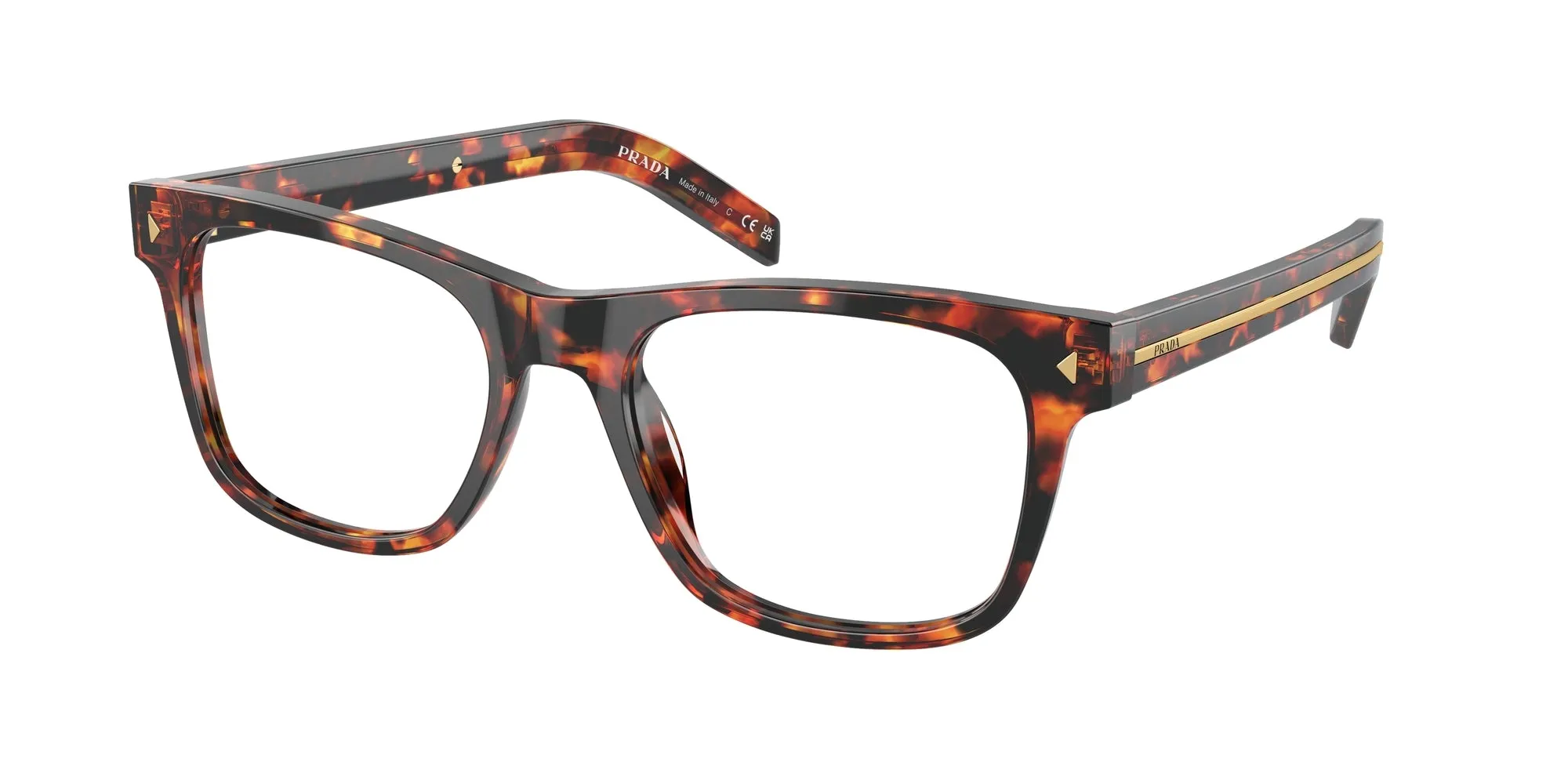 Prada PR A13V 14O1O1 Montature da vista Acetato Tartaruga Trasparente Pillow Normale - immagine 1