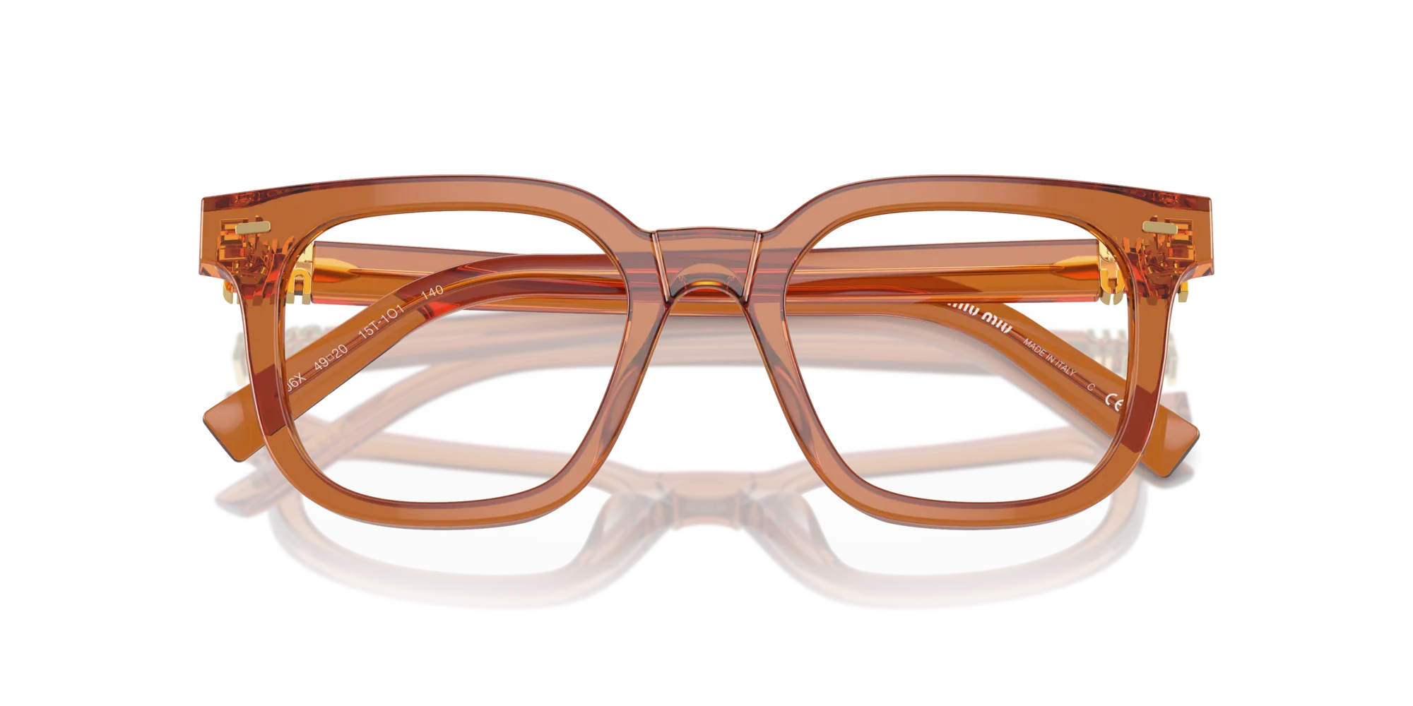 Miu Miu MU 06XV 15T1O1 Montature da vista Acetato Marrone Trasparente Squadrata Normale - immagine 2