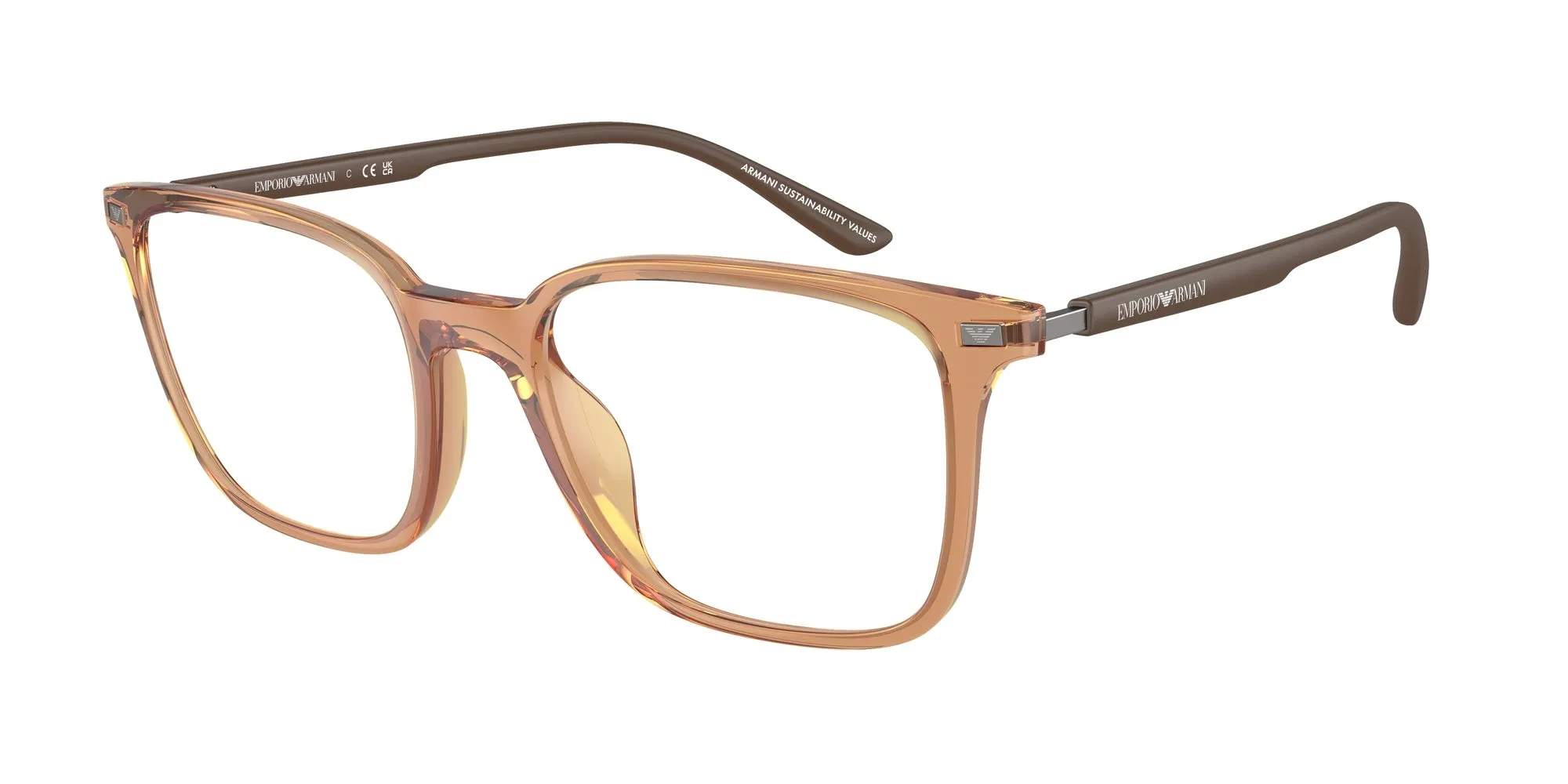 Emporio Armani EA3242U 6110 Montature da vista Iniettato Marrone Trasparente Squadrata Normale - immagine 1
