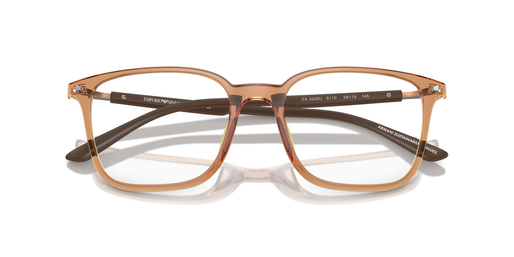 Emporio Armani EA3242U 6110 Montature da vista Iniettato Marrone Trasparente Squadrata Normale - immagine 2