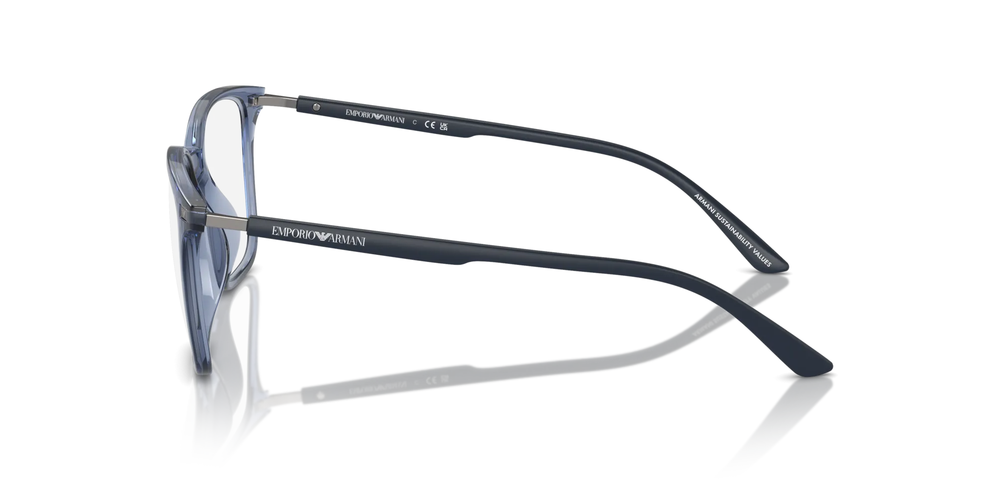 Emporio Armani EA3242U 6108 Montature da vista Iniettato Blu Trasparente Squadrata Normale - immagine 4