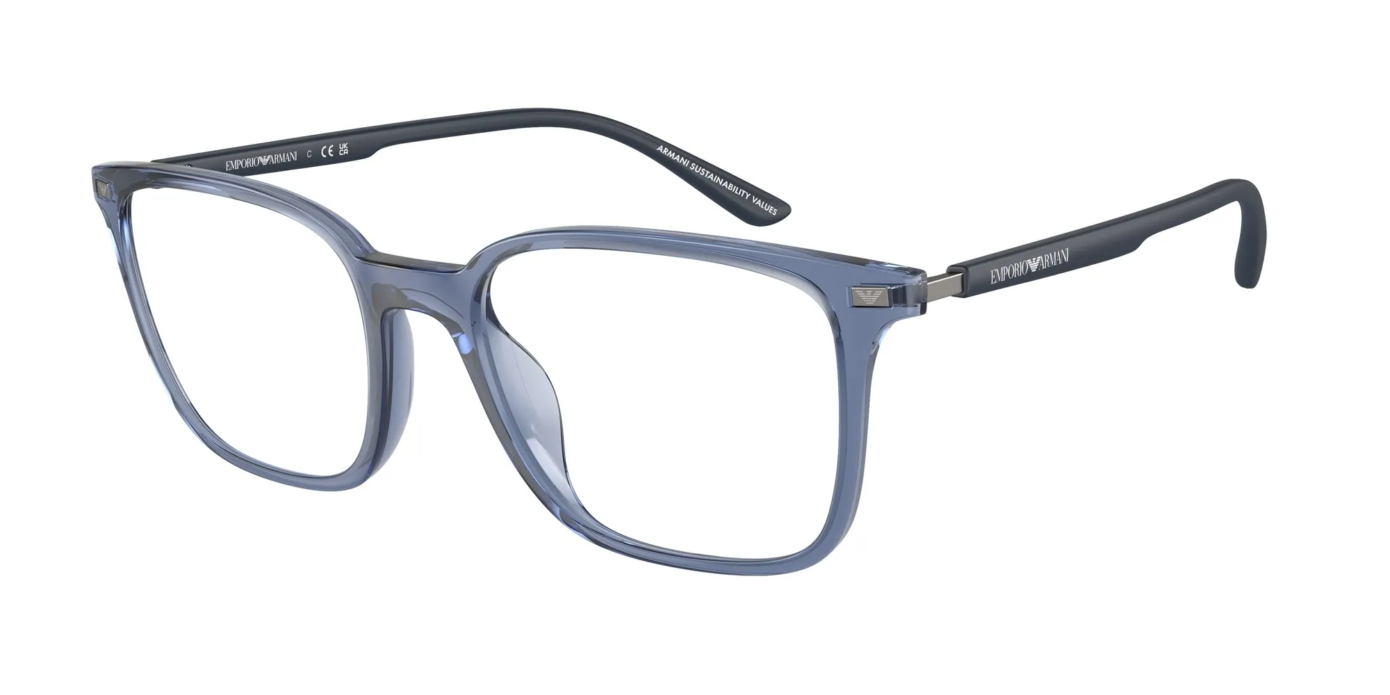 Emporio Armani EA3242U 6108 Montature da vista Iniettato Blu Trasparente Squadrata Normale - immagine 1