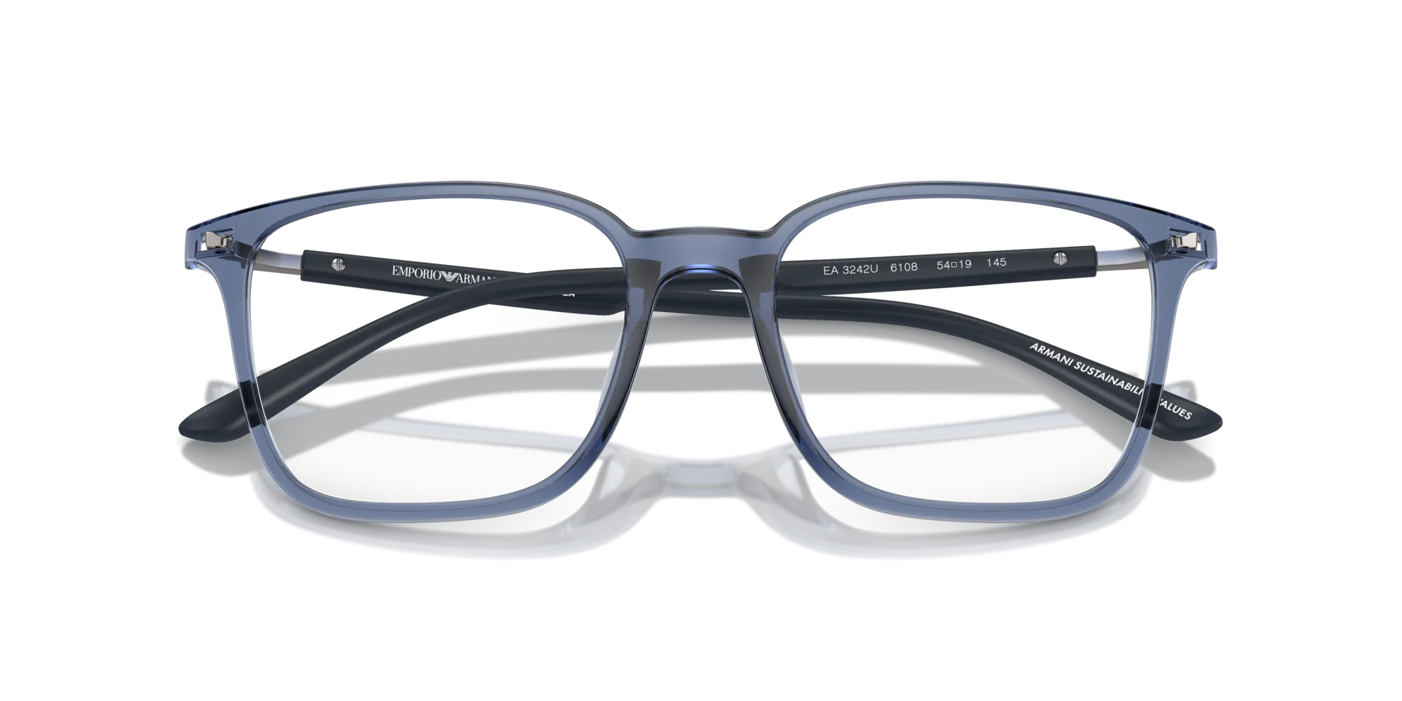 Emporio Armani EA3242U 6108 Montature da vista Iniettato Blu Trasparente Squadrata Normale - immagine 2