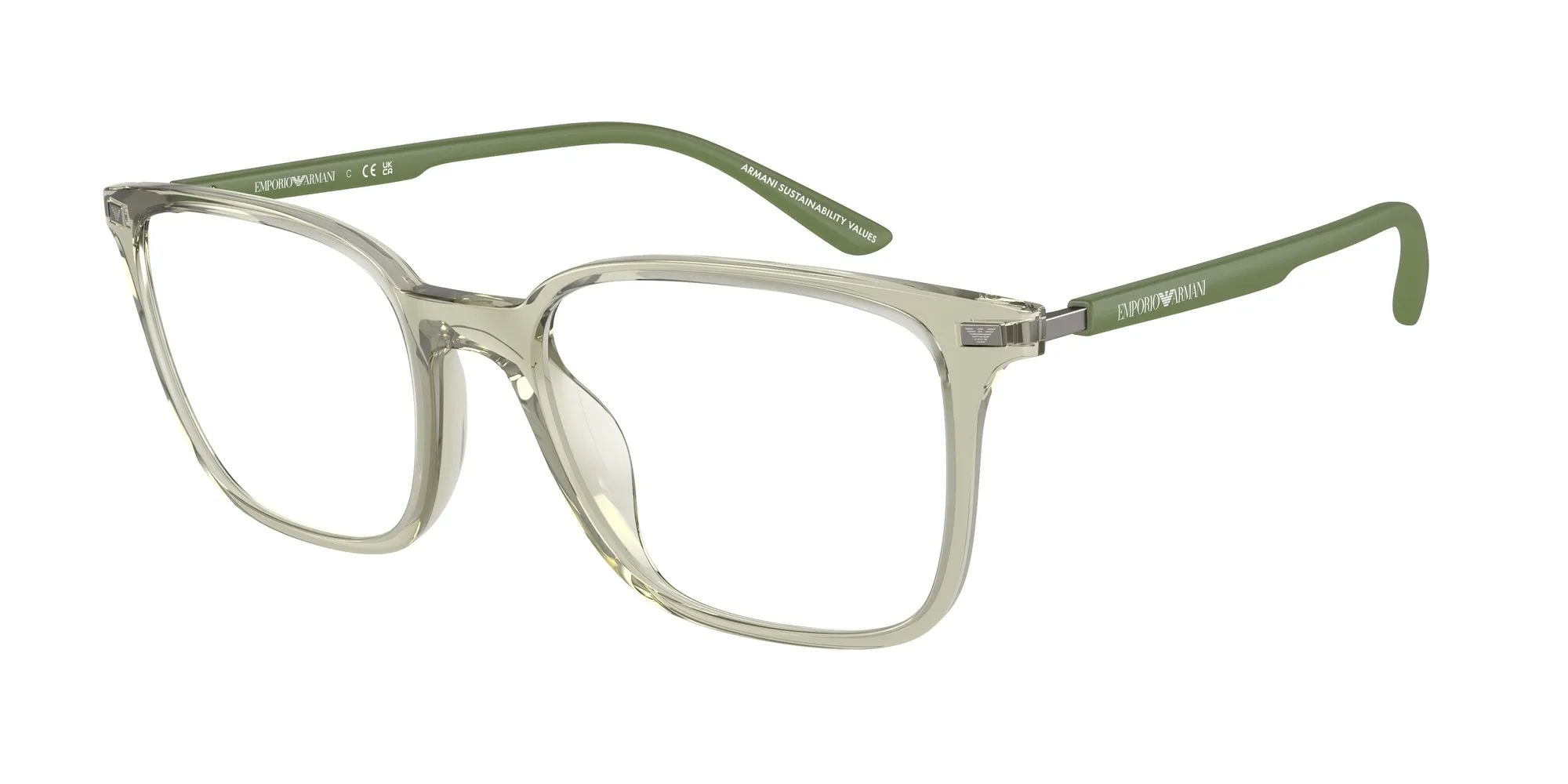 Emporio Armani EA3242U 6107 Montature da vista Iniettato Verde Trasparente Squadrata Normale - immagine 1