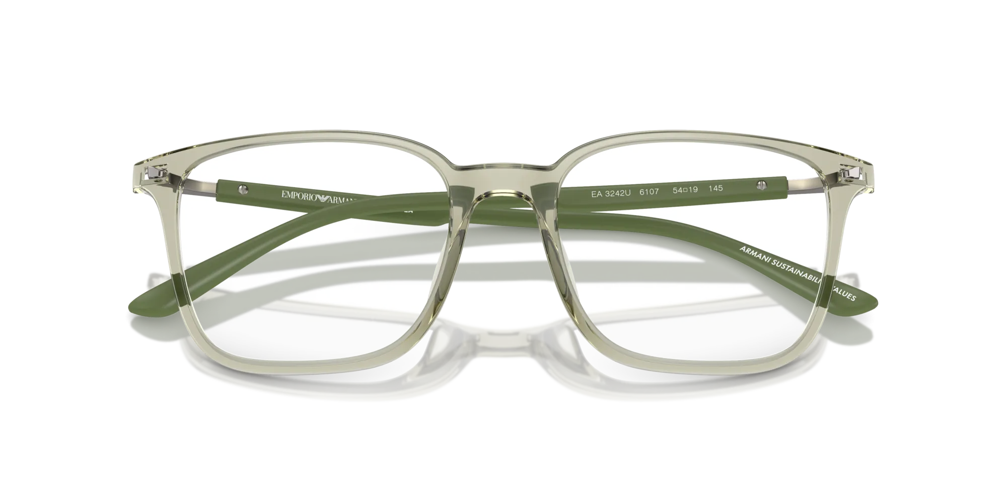 Emporio Armani EA3242U 6107 Montature da vista Iniettato Verde Trasparente Squadrata Normale - immagine 2