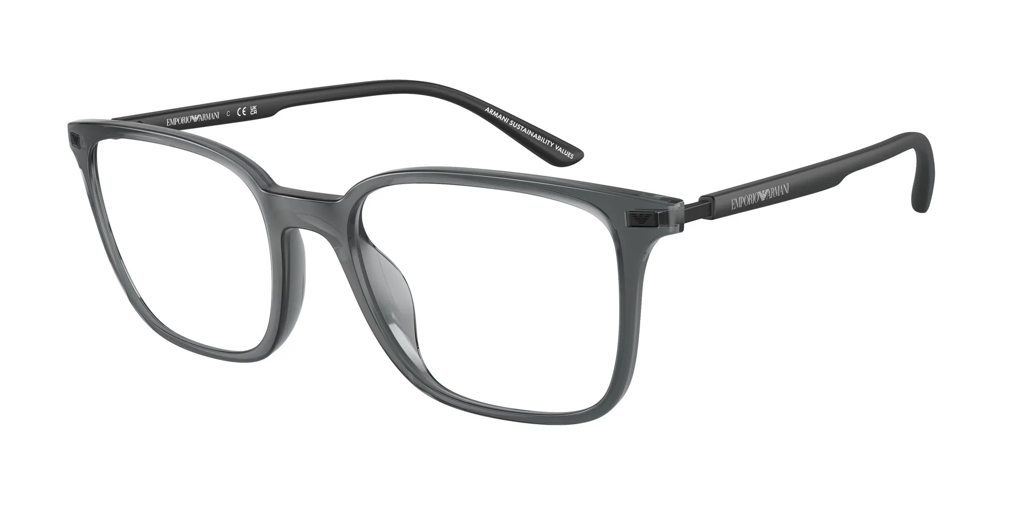 Emporio Armani EA3242U 6106 Montature da vista Iniettato Grigio Trasparente Squadrata Normale - immagine 1
