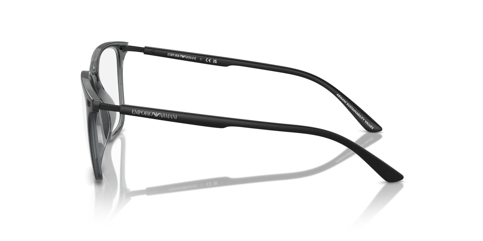 Emporio Armani EA3242U 6106 Montature da vista Iniettato Grigio Trasparente Squadrata Normale - immagine 4
