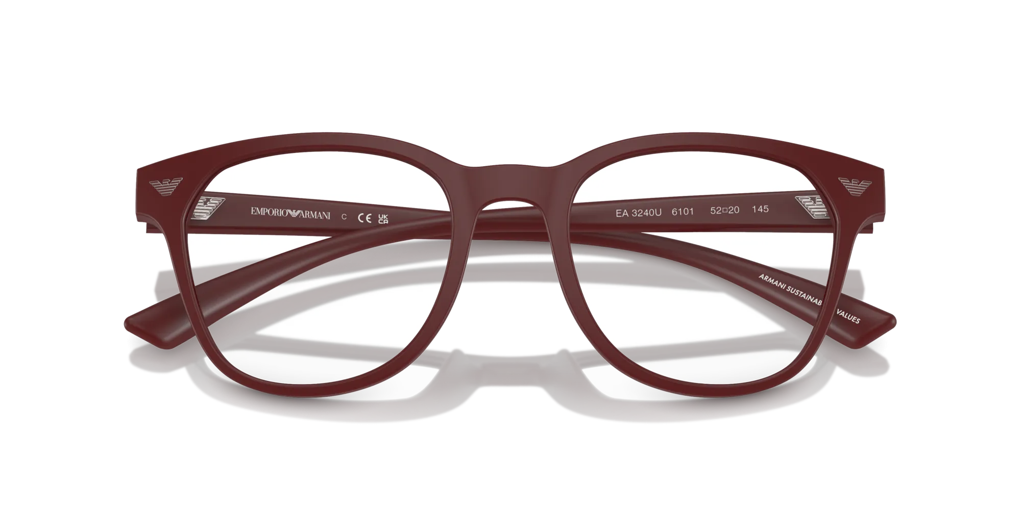 Emporio Armani EA3240U 6101 Montature da vista Iniettato Rosso Trasparente Pantos Normale - immagine 2