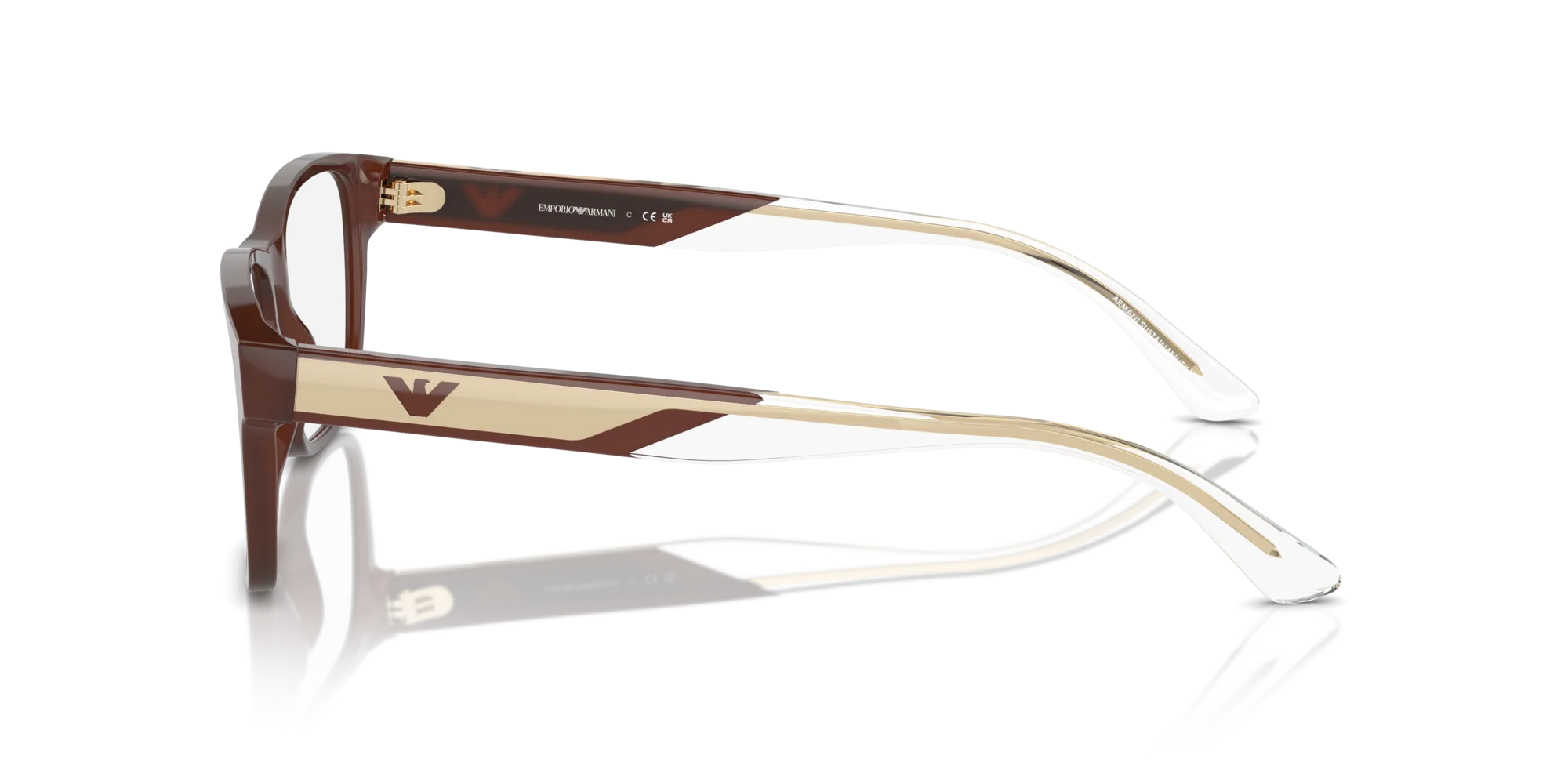 Emporio Armani EA3239 6095 Montature da vista Acetato Marrone Trasparente Squadrata Normale - immagine 4