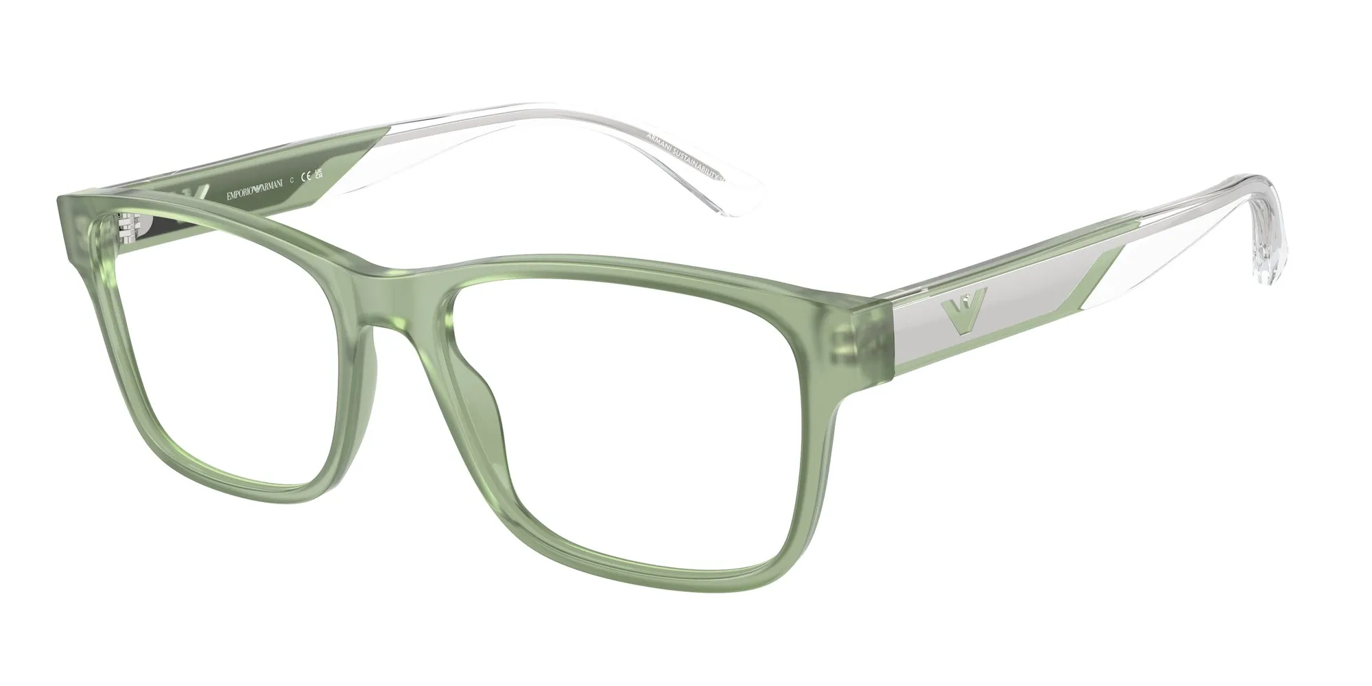 Emporio Armani EA3239 6094 Montature da vista Acetato Verde Trasparente Squadrata Normale - immagine 1
