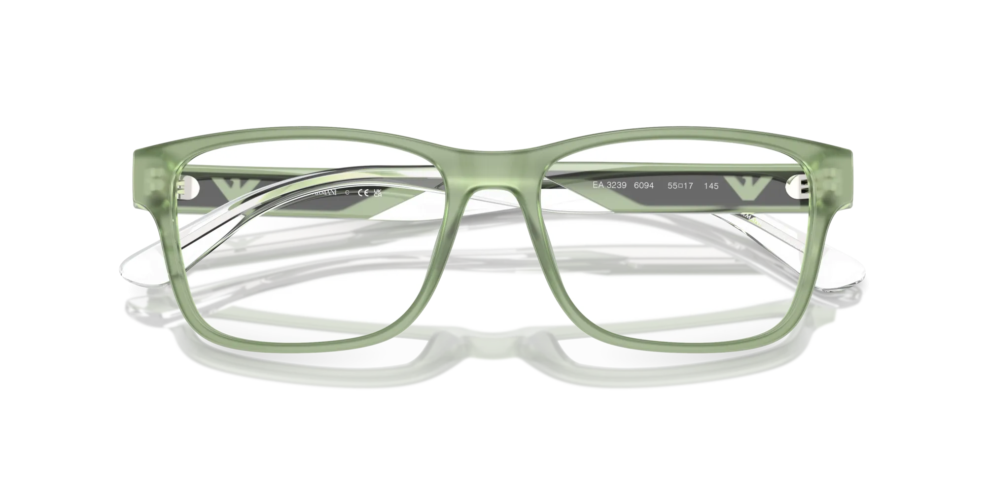 Emporio Armani EA3239 6094 Montature da vista Acetato Verde Trasparente Squadrata Normale - immagine 2