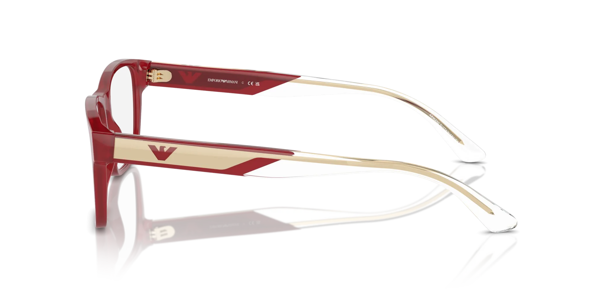 Emporio Armani EA3239 6093 Montature da vista Acetato Rosso Trasparente Squadrata Normale - immagine 4