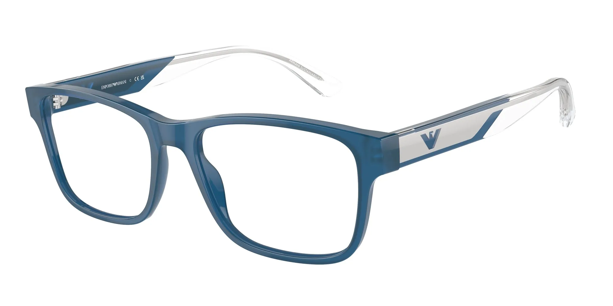 Emporio Armani EA3239 6092 Montature da vista Acetato Blu Squadrata Normale - immagine 1