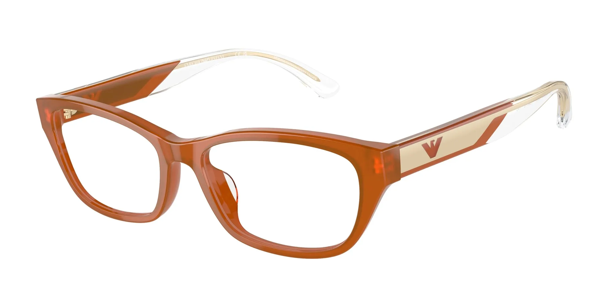 Emporio Armani EA3238U 6097 Montature da vista Acetato Arancione Trasparente Cat Eye Normale - immagine 1