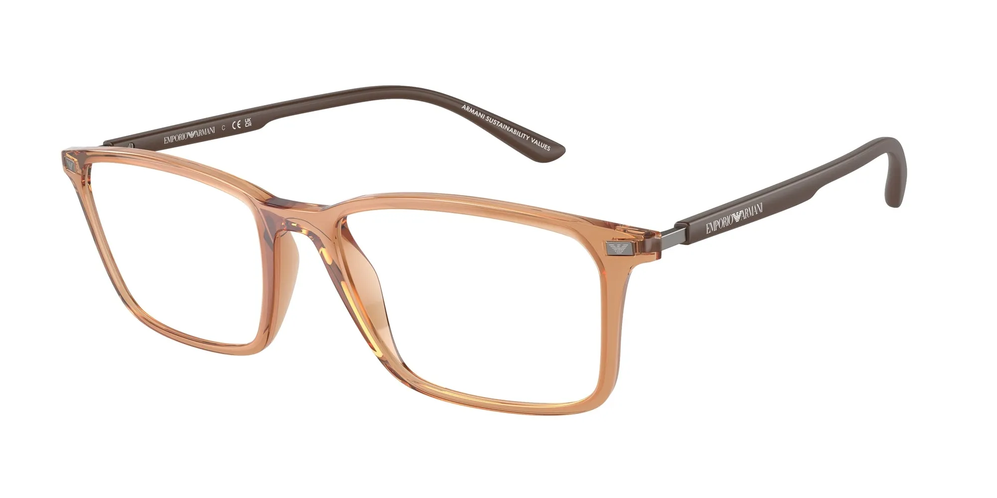 Emporio Armani EA3237 6110 Montature da vista Iniettato Marrone Trasparente Squadrata Normale - immagine 1