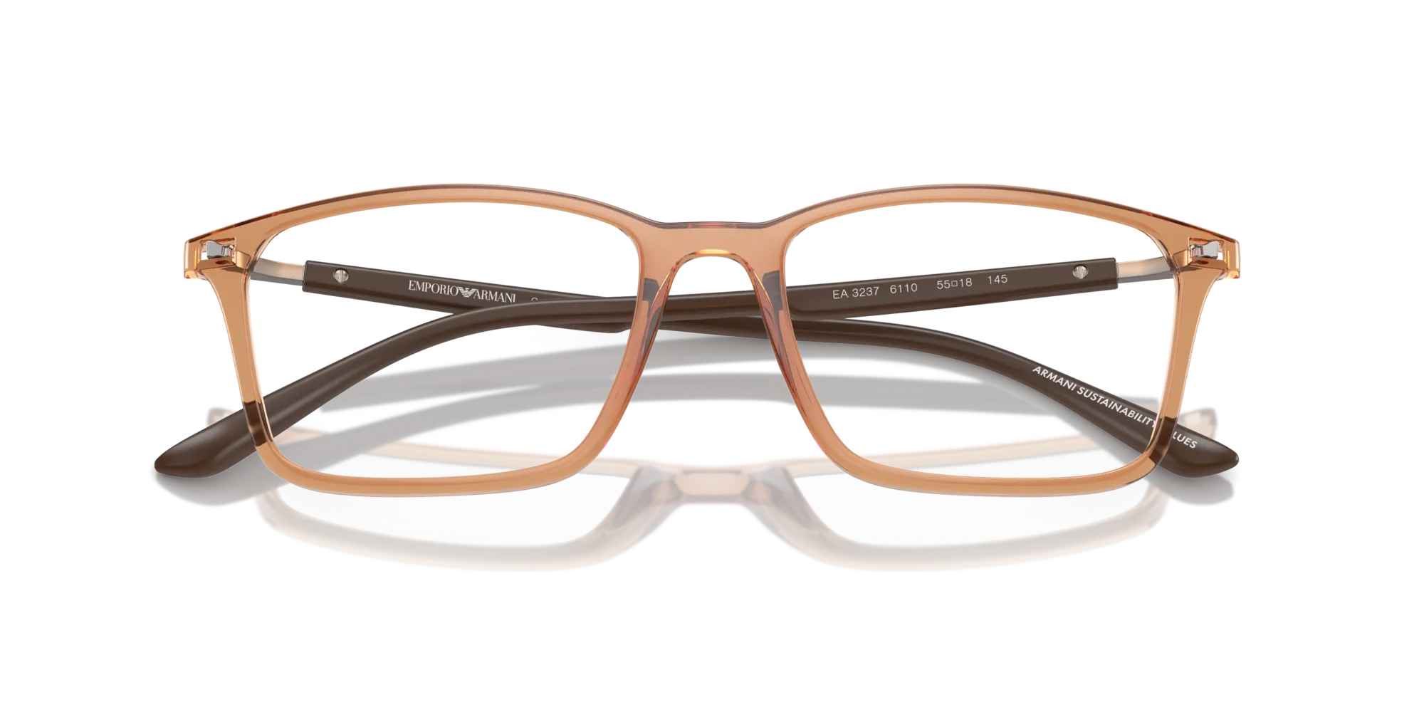 Emporio Armani EA3237 6110 Montature da vista Iniettato Marrone Trasparente Squadrata Normale - immagine 2