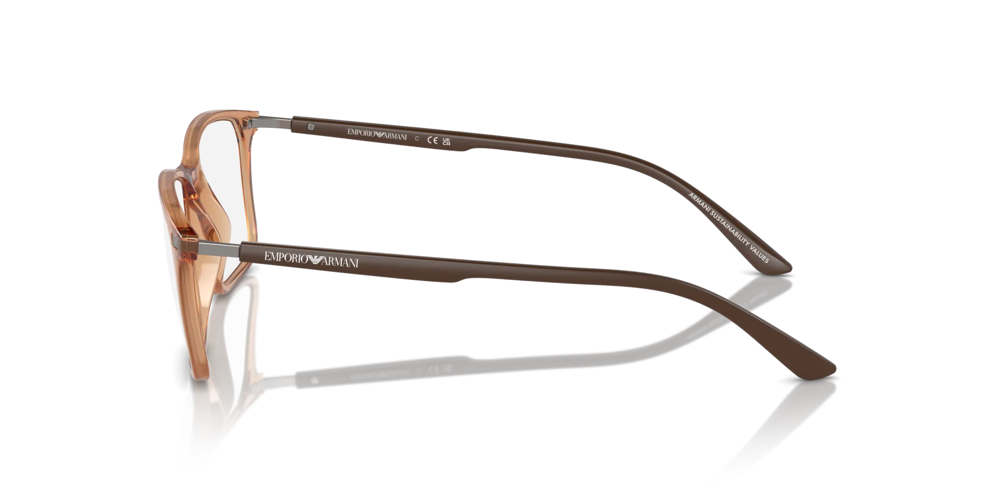 Emporio Armani EA3237 6110 Montature da vista Iniettato Marrone Trasparente Squadrata Normale - immagine 4