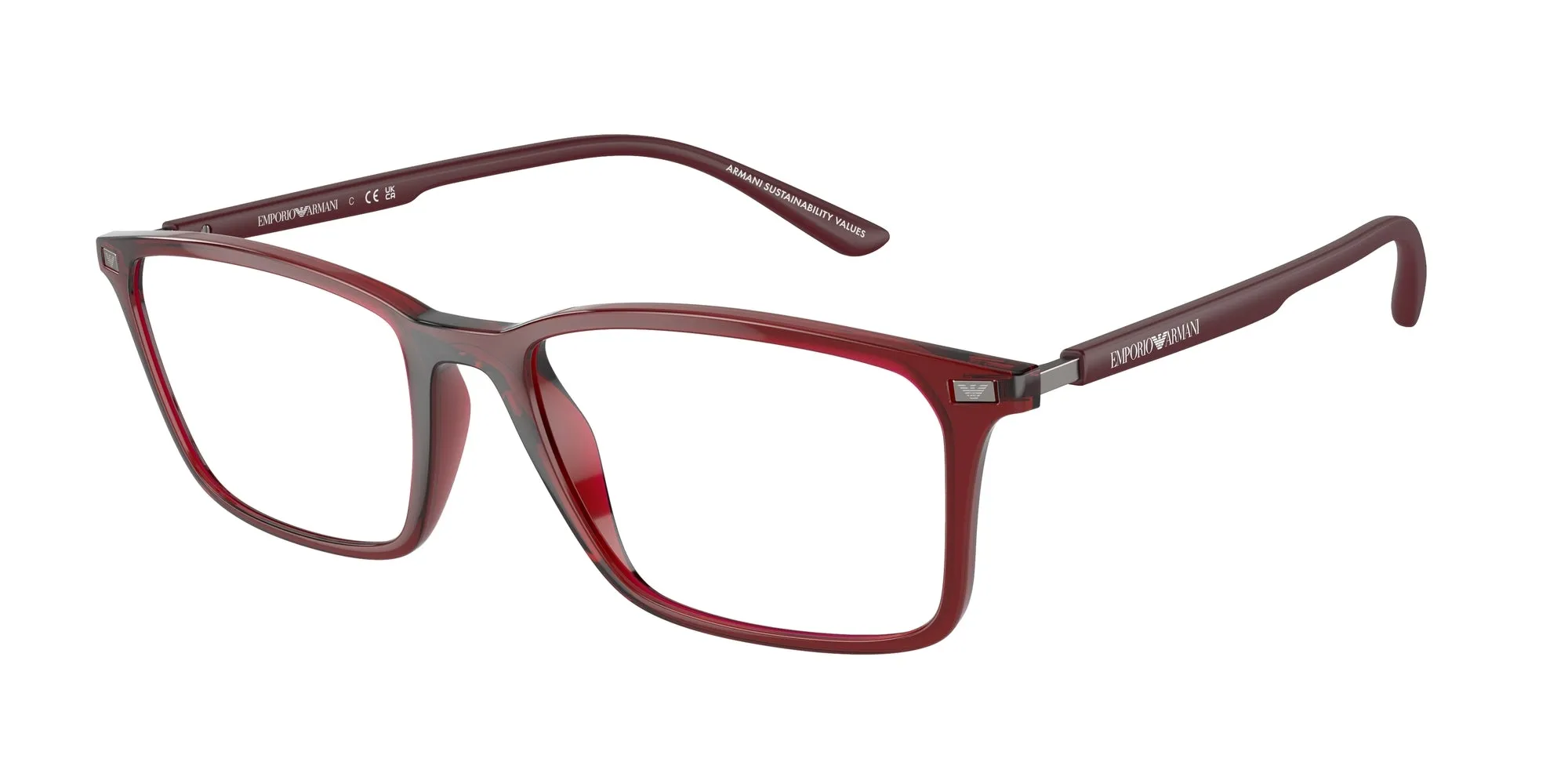 Emporio Armani EA3237 6109 Montature da vista Iniettato Rosso Trasparente Squadrata Normale - immagine 1