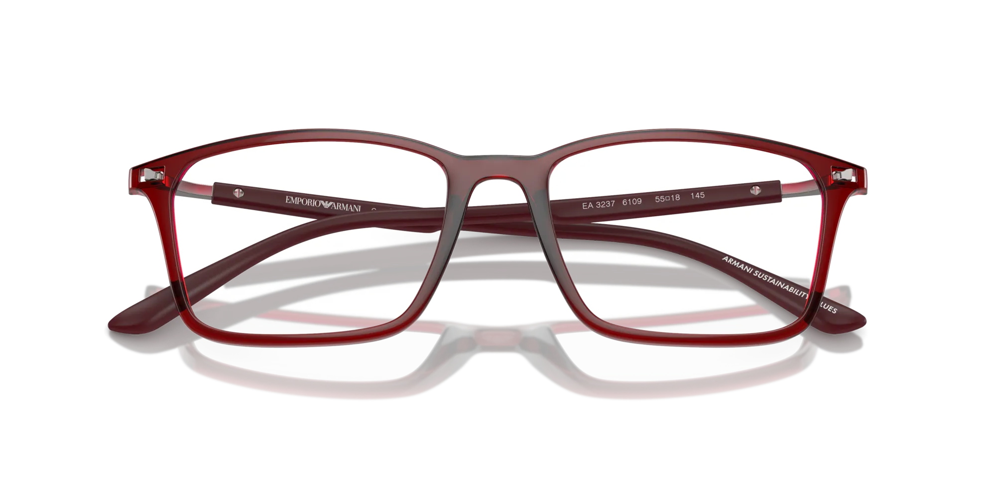 Emporio Armani EA3237 6109 Montature da vista Iniettato Rosso Trasparente Squadrata Normale - immagine 2