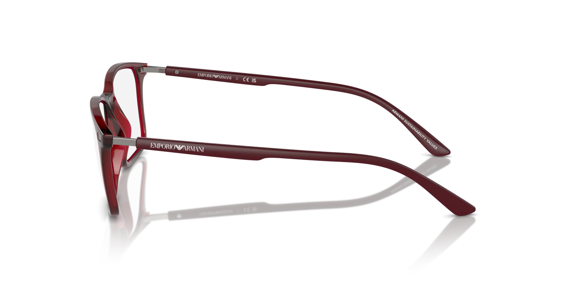 Emporio Armani EA3237 6109 Montature da vista Iniettato Rosso Trasparente Squadrata Normale - immagine 4
