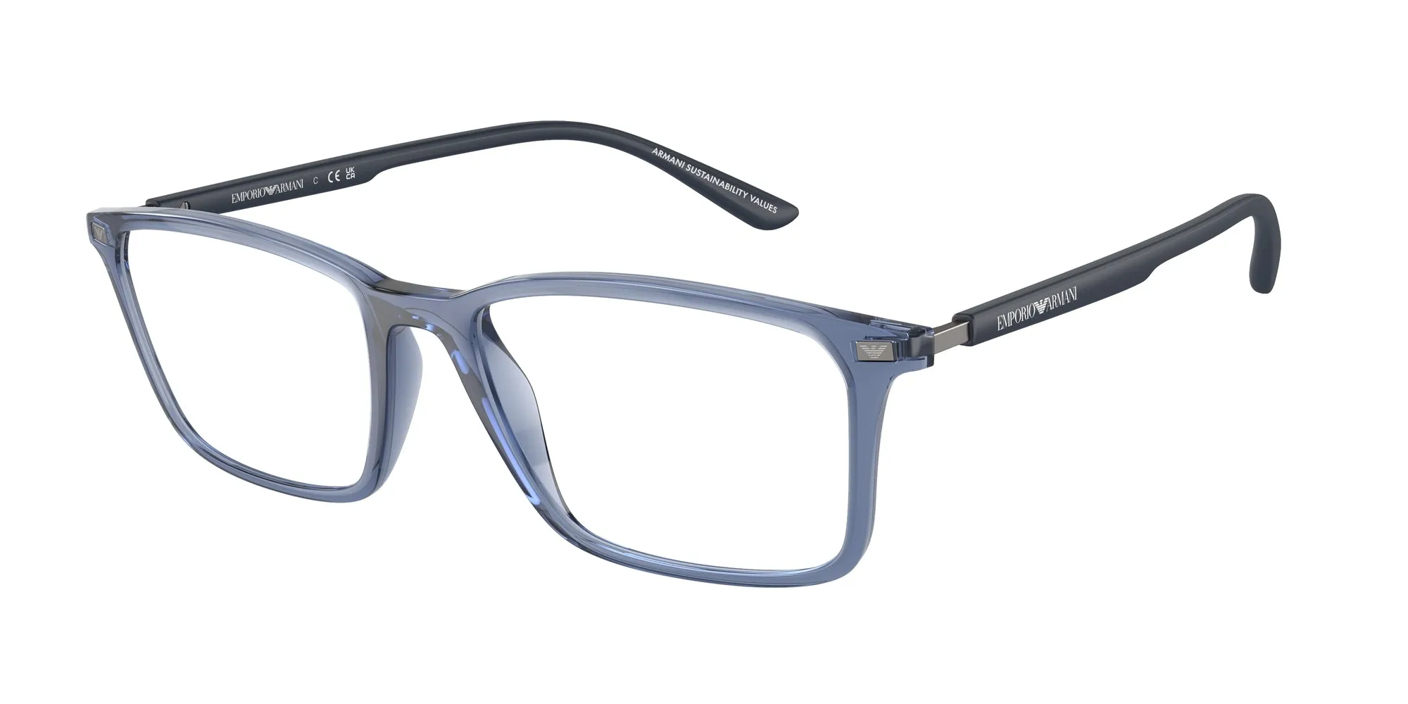 Emporio Armani EA3237 6108 Montature da vista Iniettato Blu Squadrata Normale - immagine 1