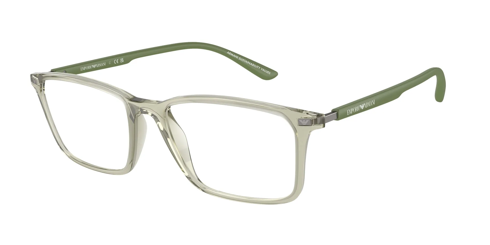 Emporio Armani EA3237 6107 Montature da vista Iniettato Verde Trasparente Squadrata Normale - immagine 1