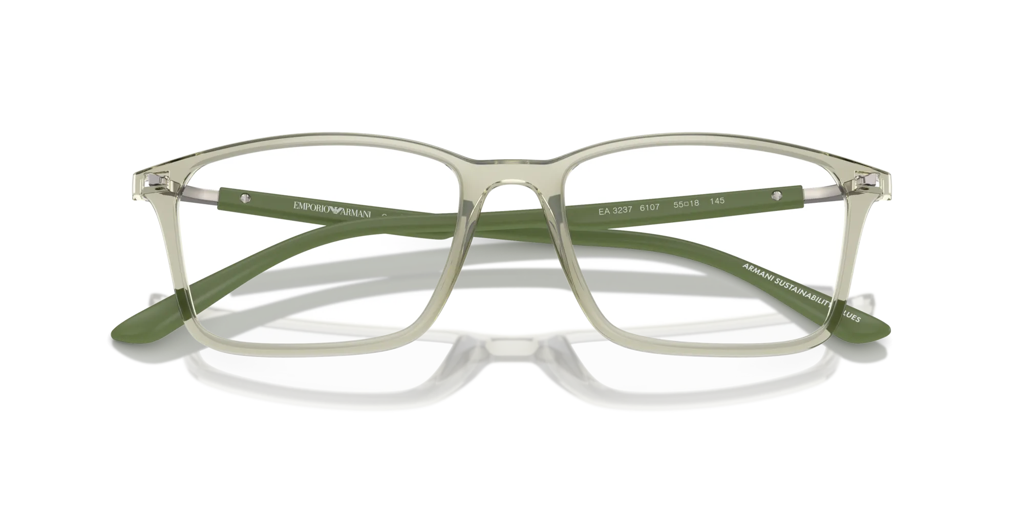 Emporio Armani EA3237 6107 Montature da vista Iniettato Verde Trasparente Squadrata Normale - immagine 2