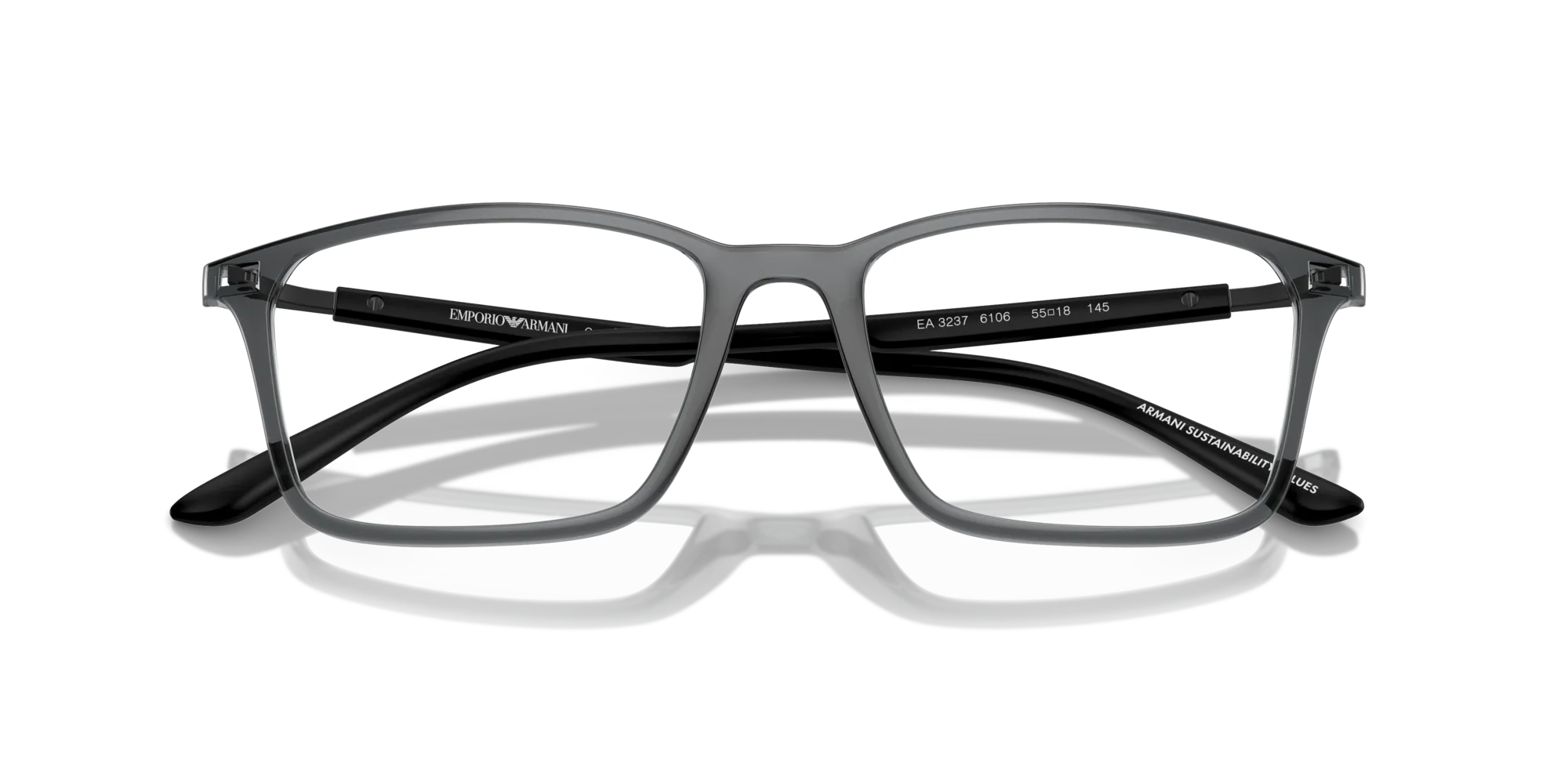 Emporio Armani EA3237 6106 Montature da vista Iniettato Grigio Trasparente Squadrata Normale - immagine 2