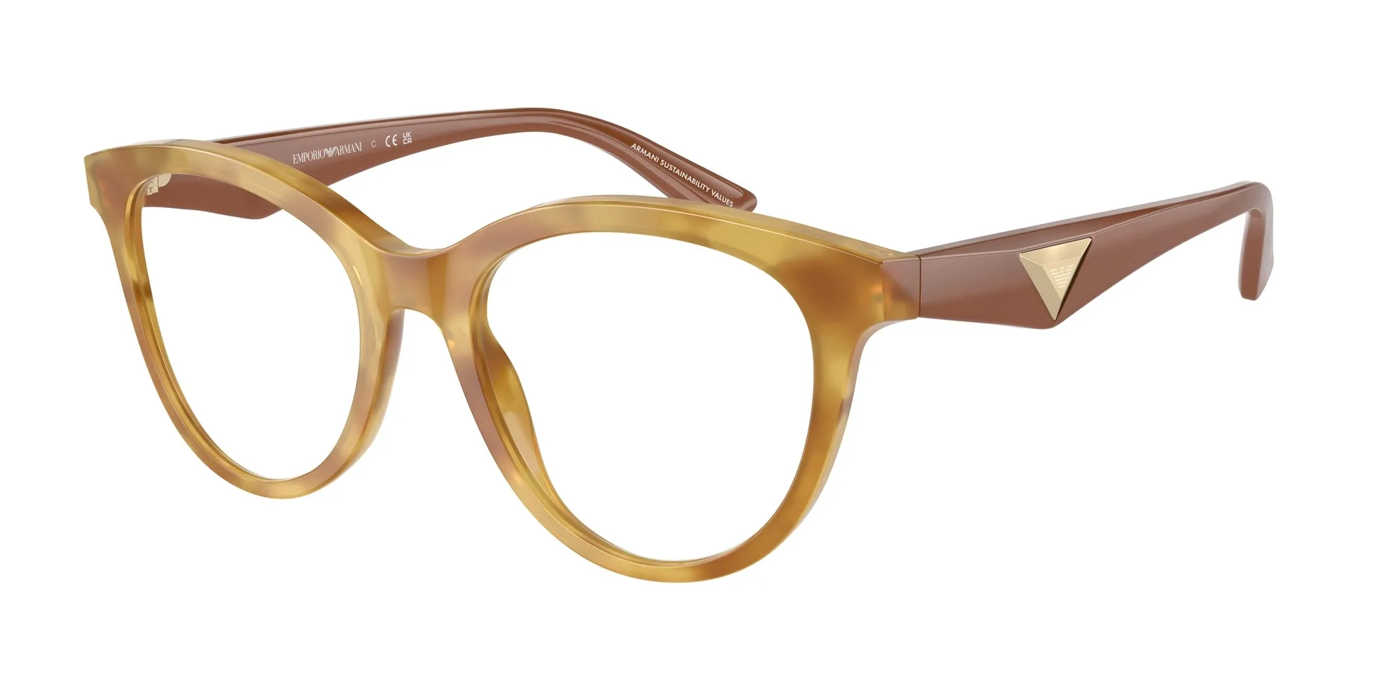Emporio Armani EA3236 6115 Montature da vista Acetato Marrone Trasparente Cat Eye Normale - immagine 1