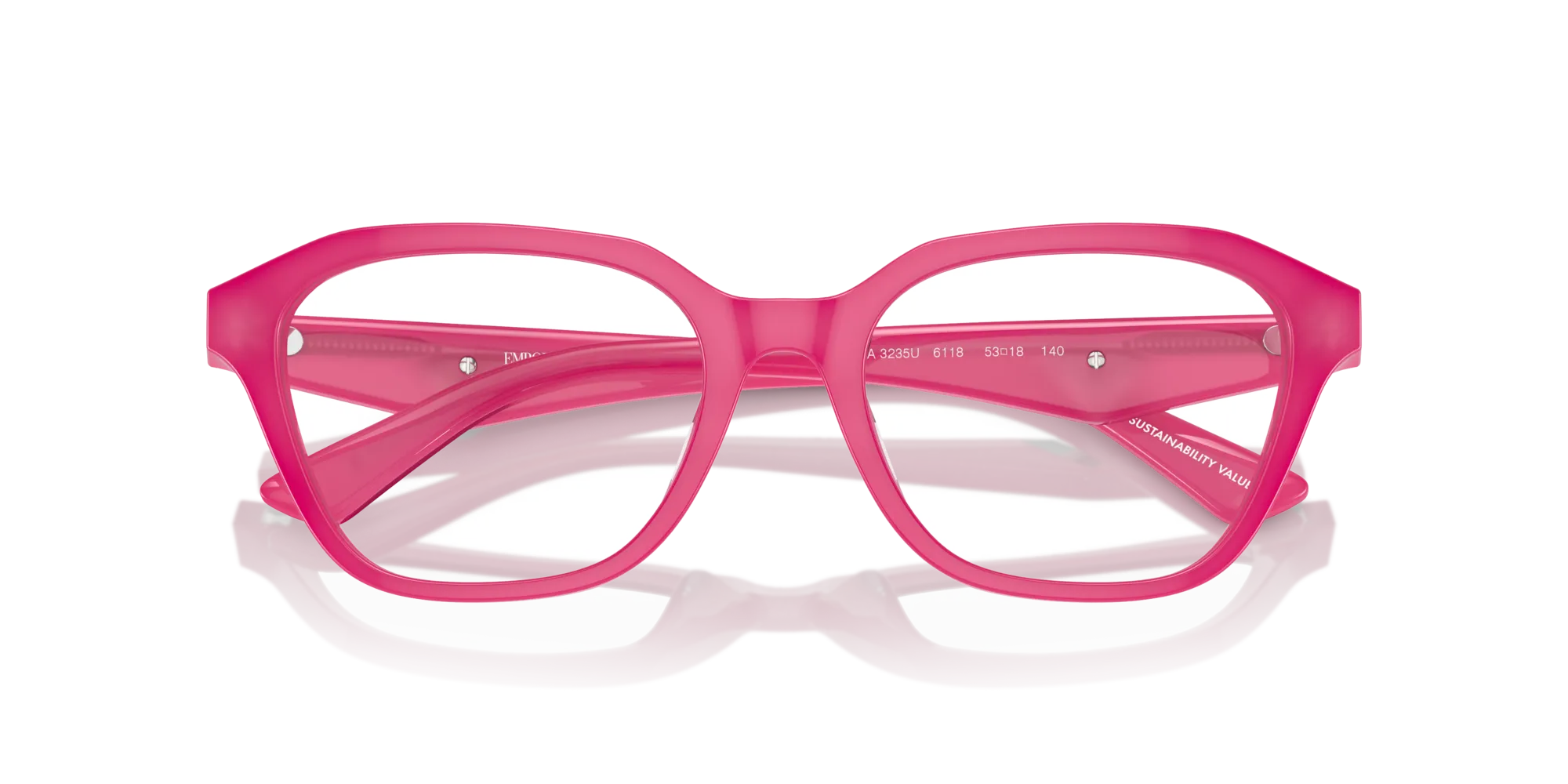 Emporio Armani EA3235U 6118 Montature da vista Acetato Rosa Trasparente Geometrica Normale - immagine 2
