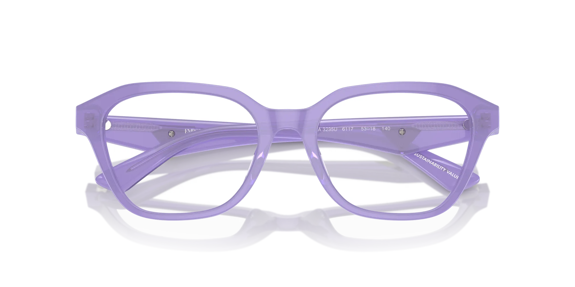 Emporio Armani EA3235U 6117 Montature da vista Acetato Viola Trasparente Geometrica Normale - immagine 2