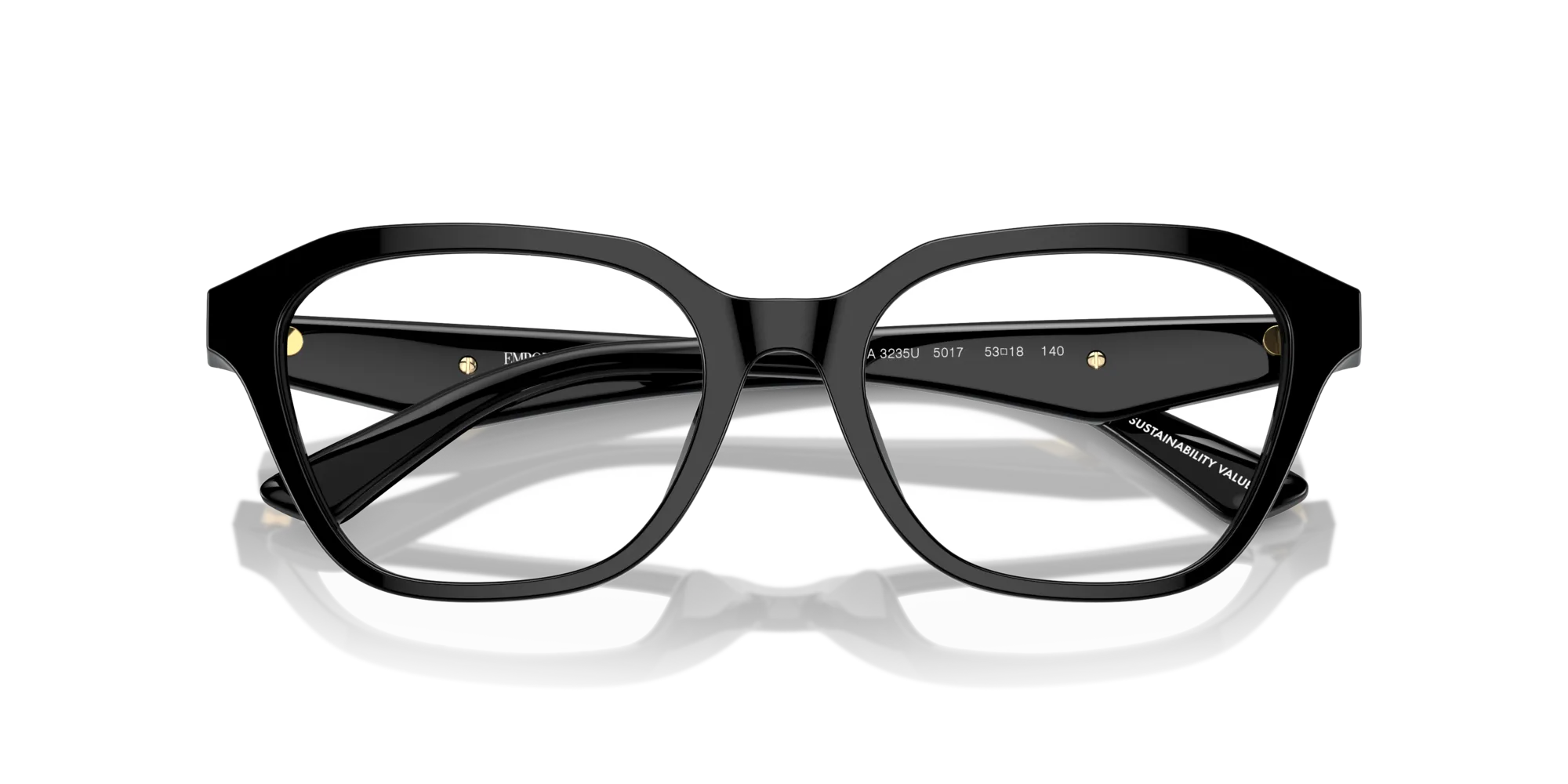 Emporio Armani EA3235U 5017 Montature da vista Acetato Nero Trasparente Geometrica Normale - immagine 2