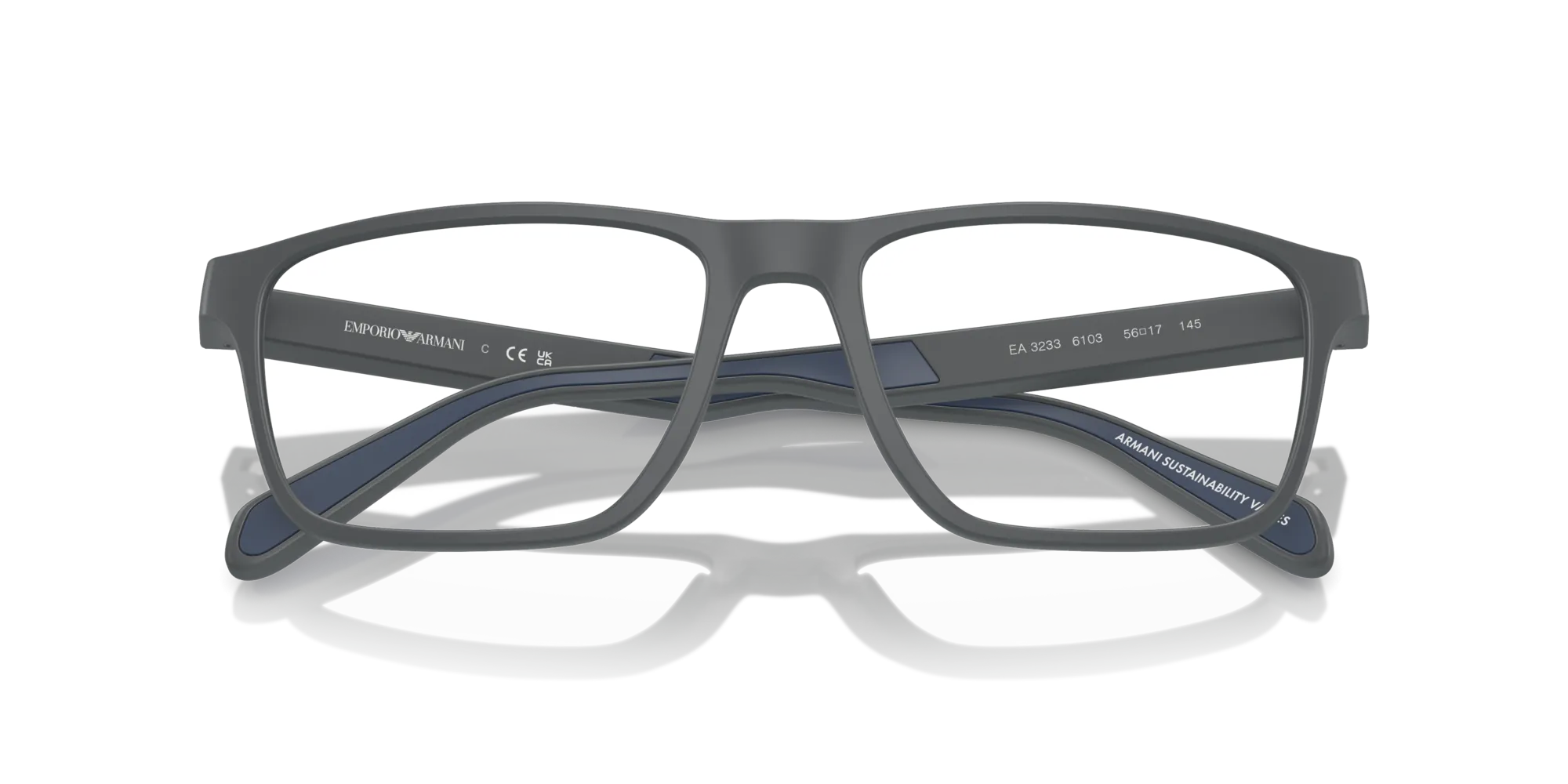 Emporio Armani EA3233 6103 Montature da vista Iniettato Grigio Squadrata Normale - immagine 2