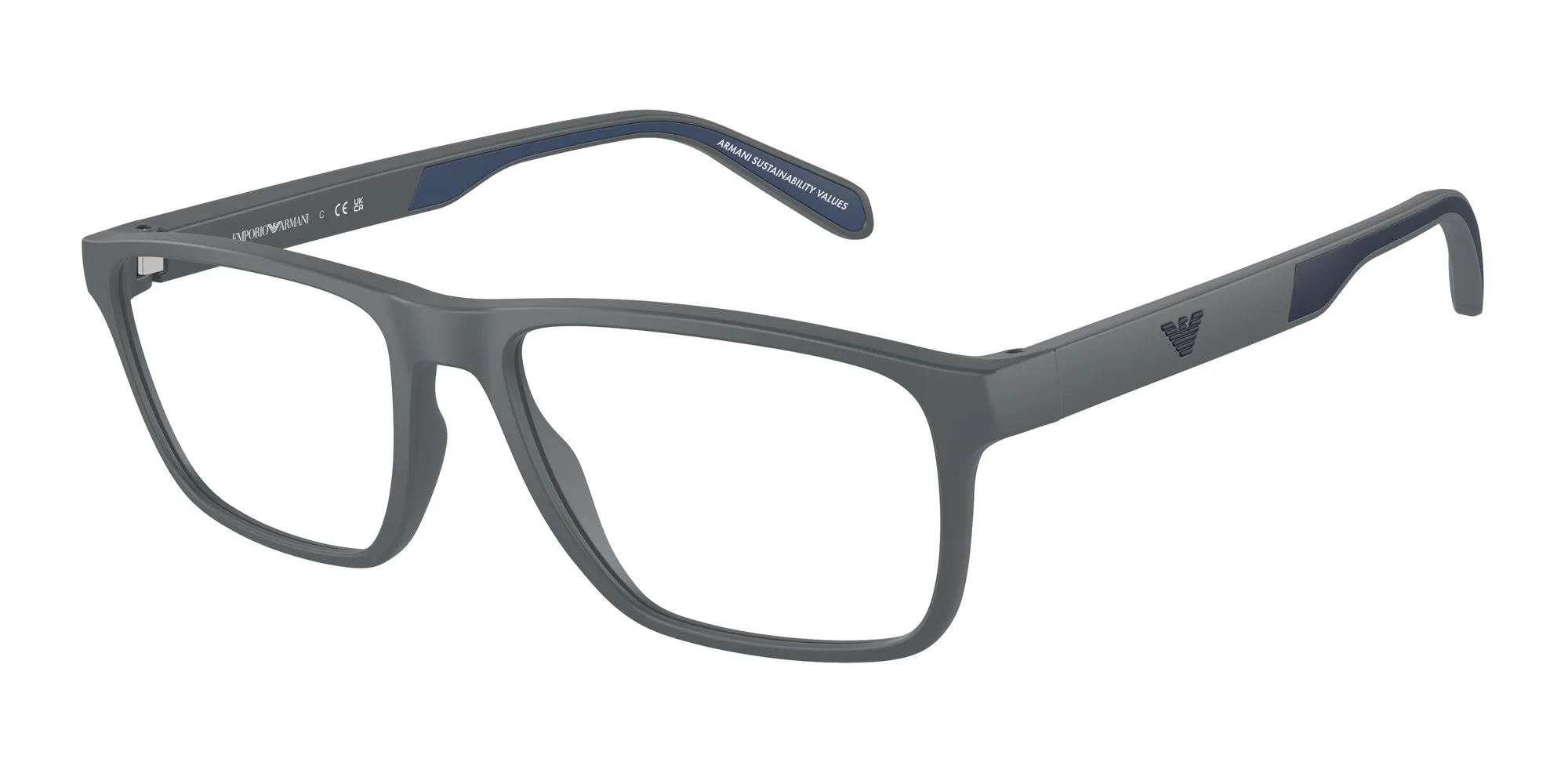 Emporio Armani EA3233 6103 Montature da vista Iniettato Grigio Trasparente Squadrata Normale - immagine 1
