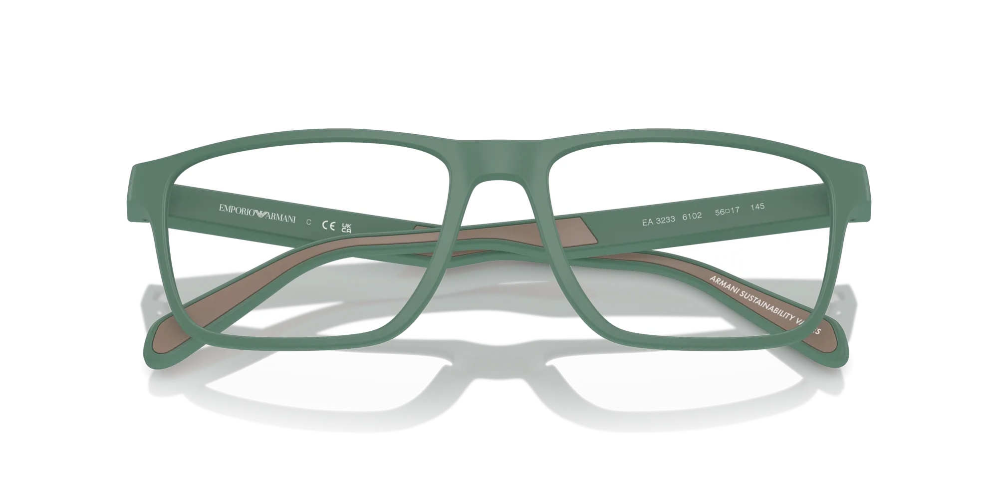 Emporio Armani EA3233 6102 Montature da vista Iniettato Verde Trasparente Squadrata Normale - immagine 2