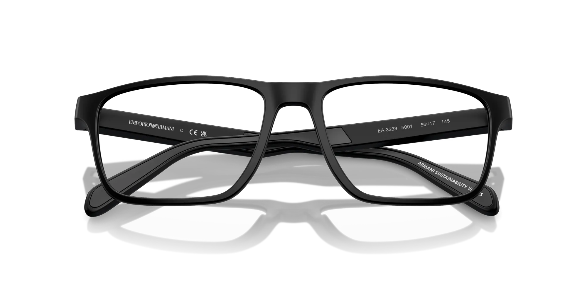 Emporio Armani EA3233 5001 Montature da vista Iniettato Nero Trasparente Squadrata Normale - immagine 2