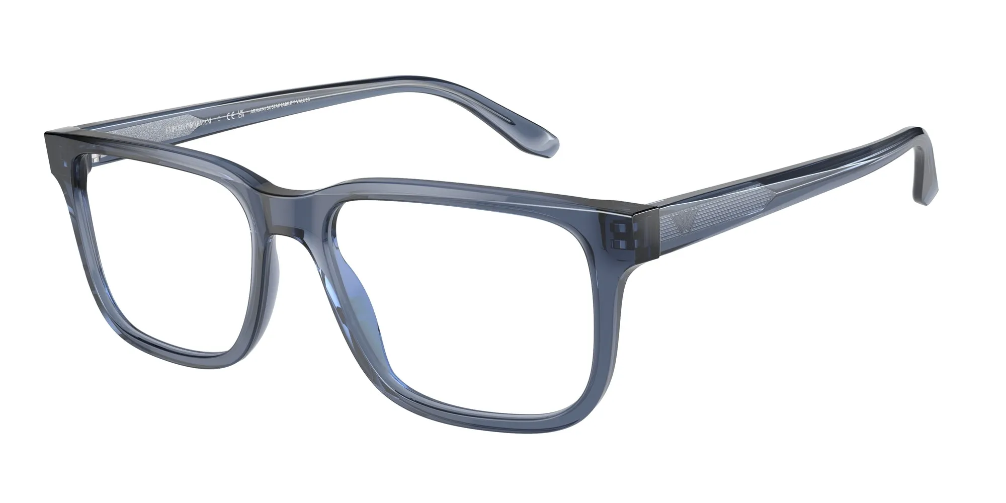 Emporio Armani EA3218 5072 Montature da vista Acetato Blu Trasparente Squadrata Normale - immagine 1