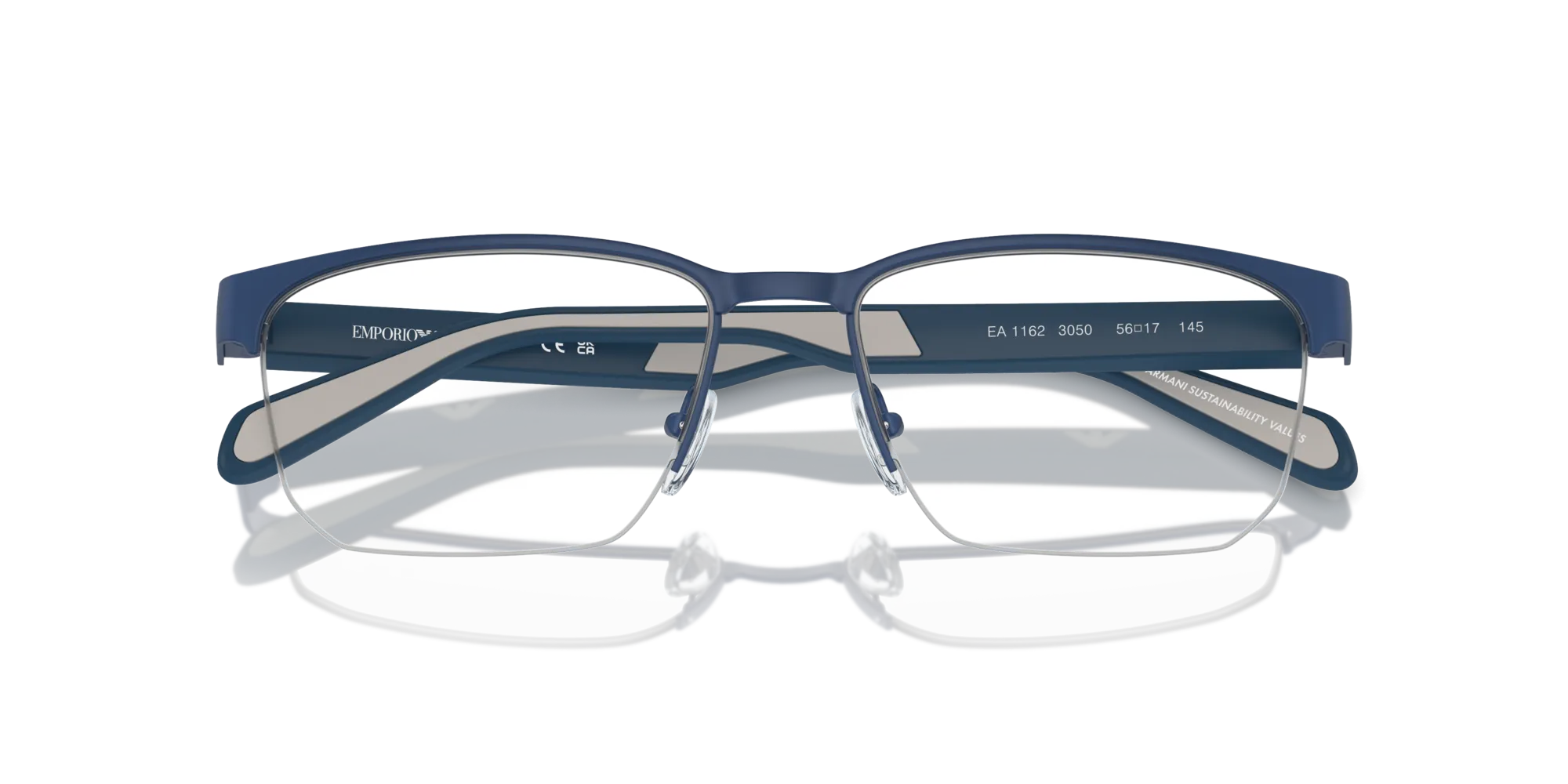 Emporio Armani EA1162 3050 Montature da vista Metallo Blu Trasparente Geometrica Normale - immagine 2