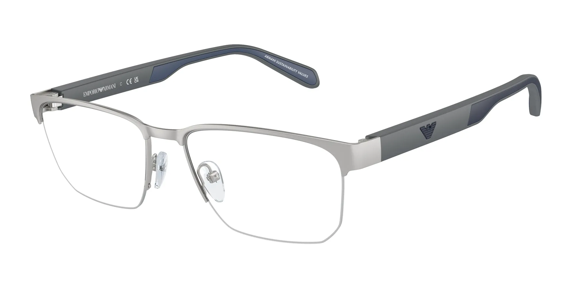 Emporio Armani EA1162 3045 Montature da vista Metallo Argento Trasparente Geometrica Normale - immagine 1