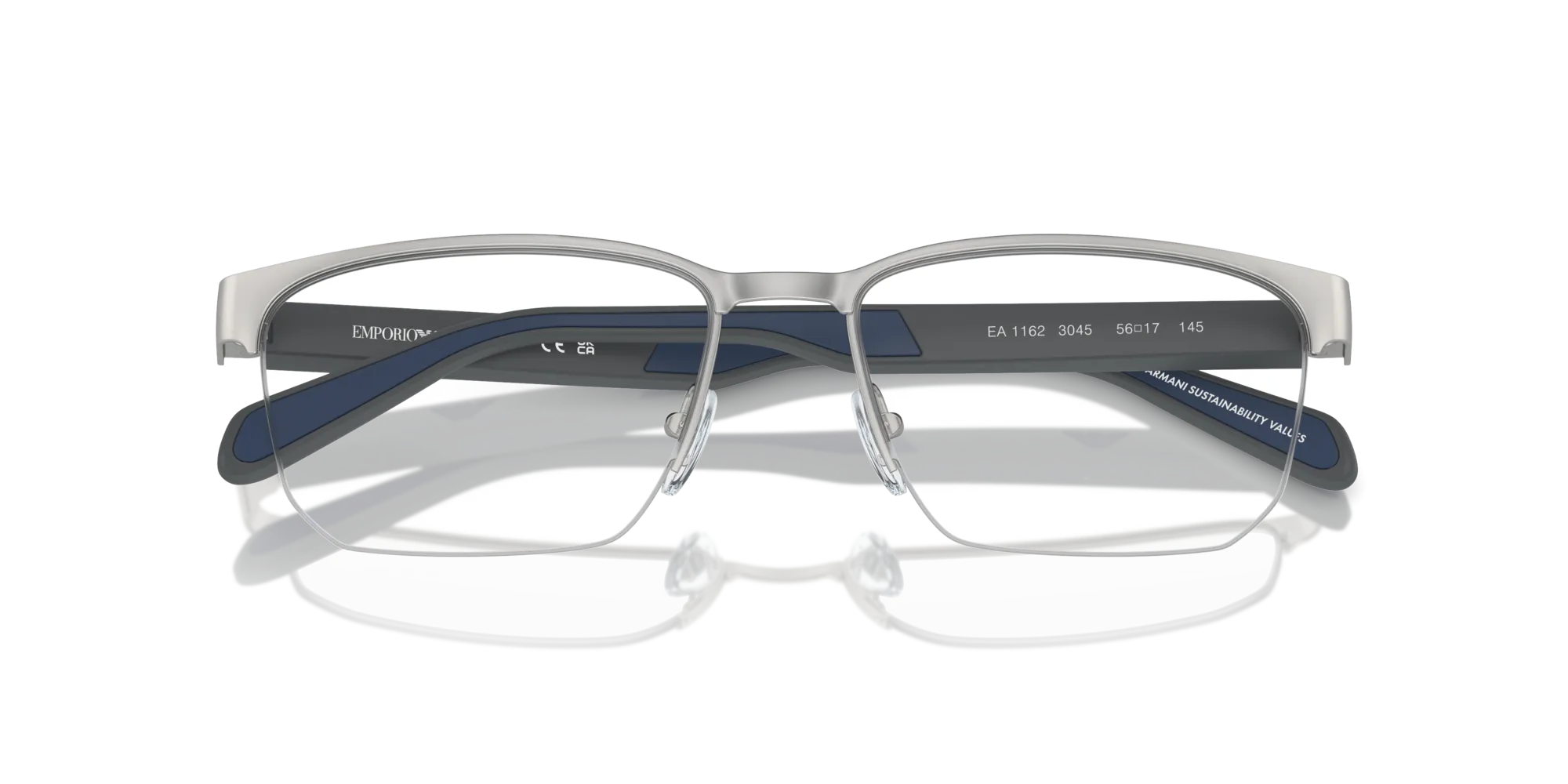 Emporio Armani EA1162 3045 Montature da vista Metallo Argento Trasparente Geometrica Normale - immagine 2